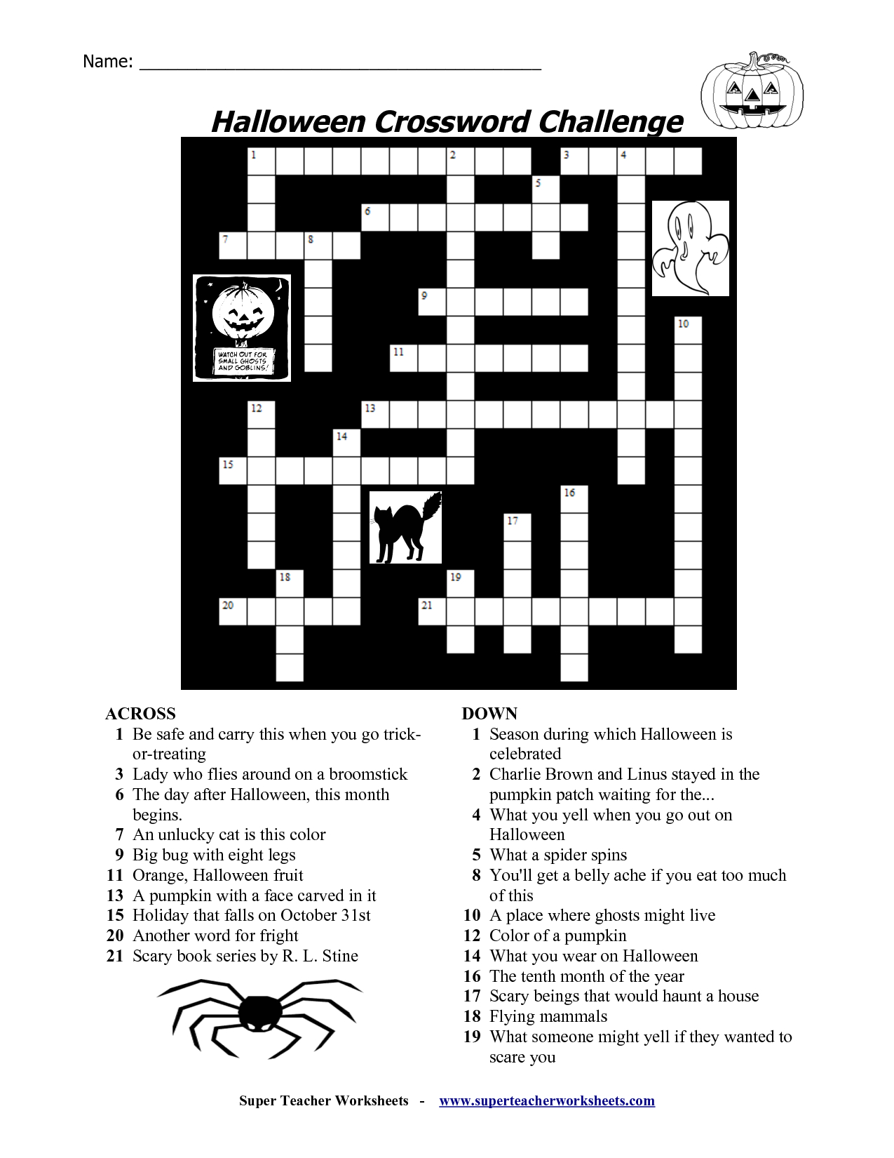 Free Printable Halloween Crosswords | Halloween | Pinterest - Halloween Puzzle Printable Free