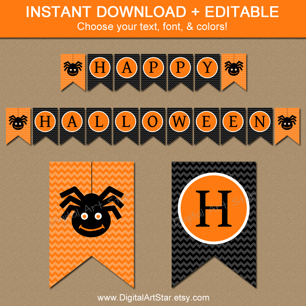 Free Printable Halloween Happy Birthday Banner - 4.5.kaartenstemp.nl • - Free Printable Halloween Banner