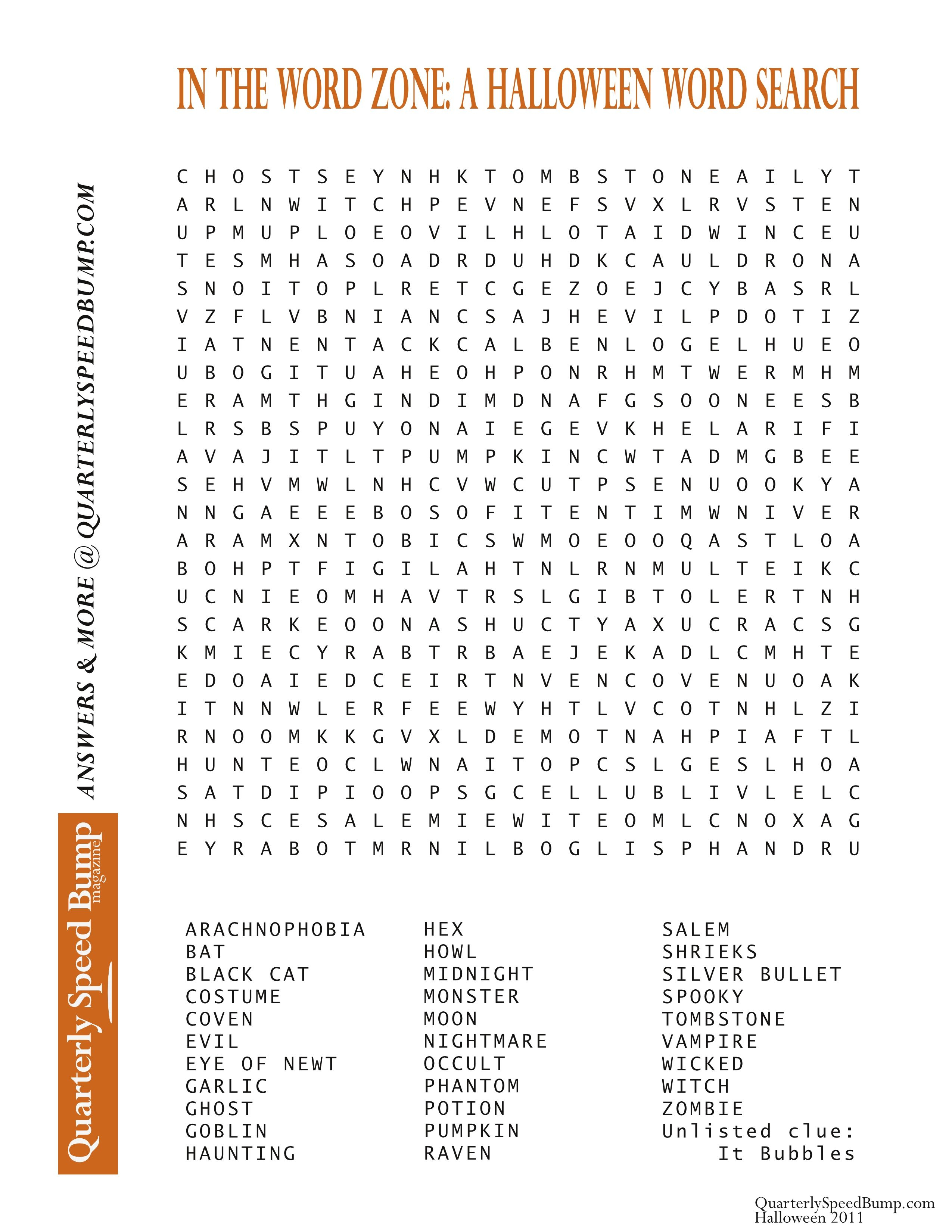 Free Printable Halloween Word Search Puzzles | Halloween Puzzle For - Free Word Search With Hidden Message Printable