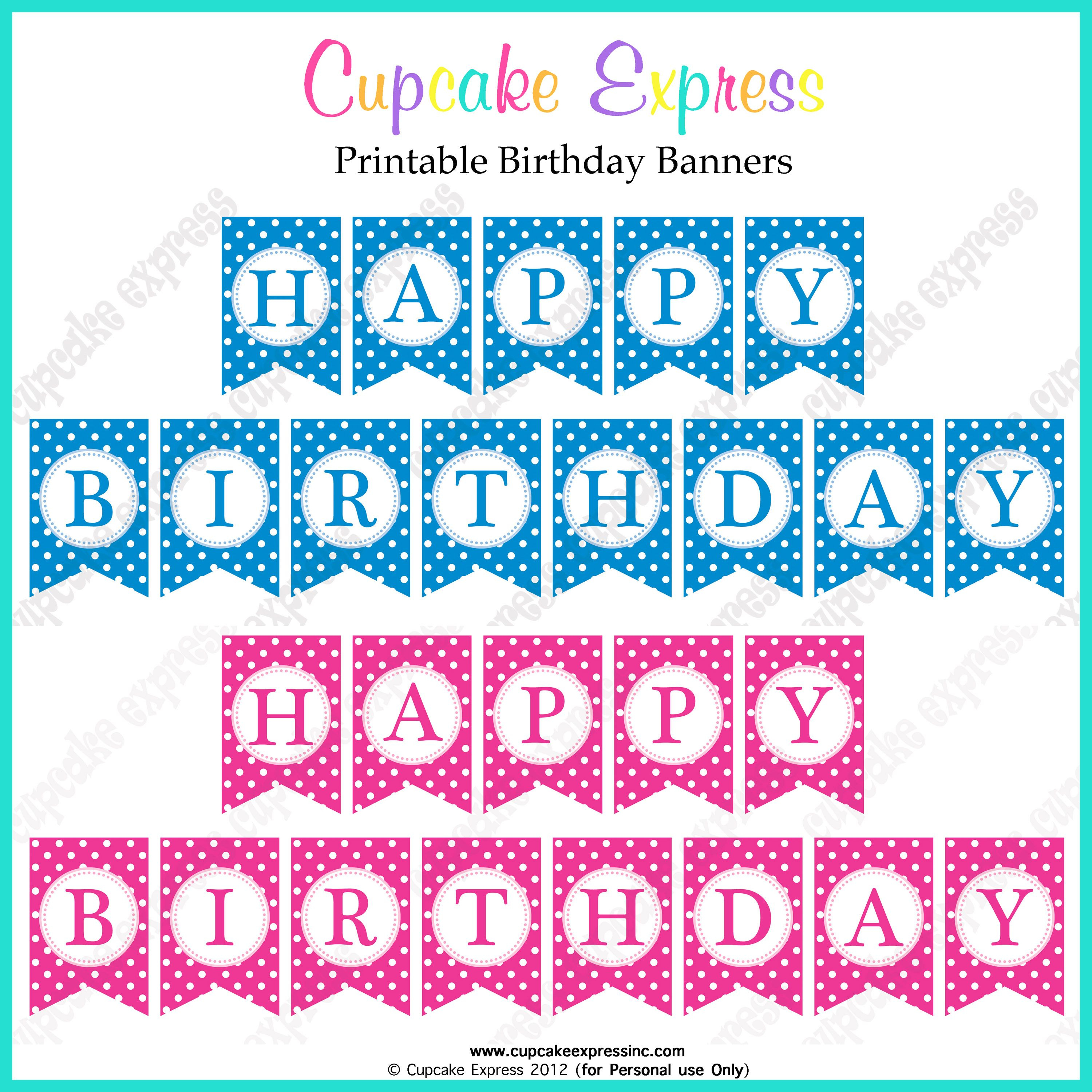 Free Printable Happy Birthday Banners Pink Blue | Free Printables - Free Printable Happy Birthday Banner