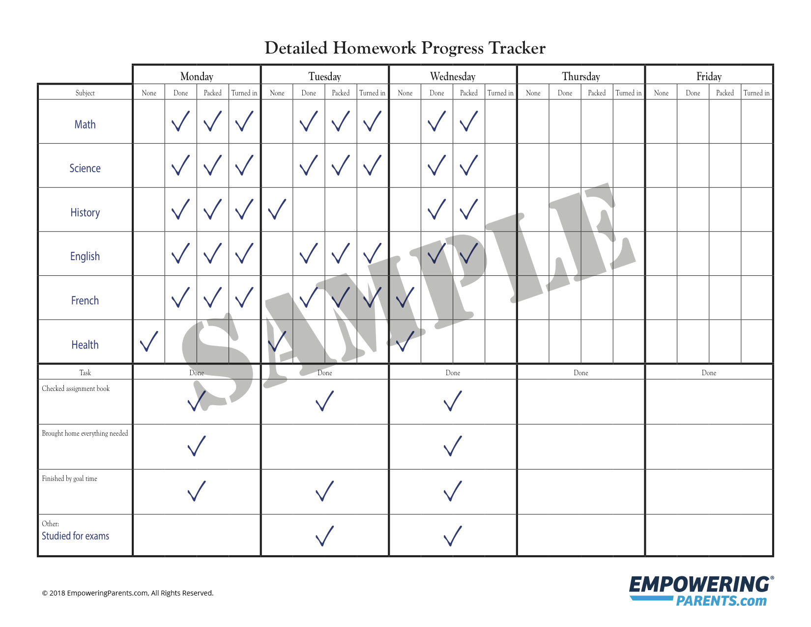 Free Printable Homework Chart From Empowering Parents - Free Printable Homework