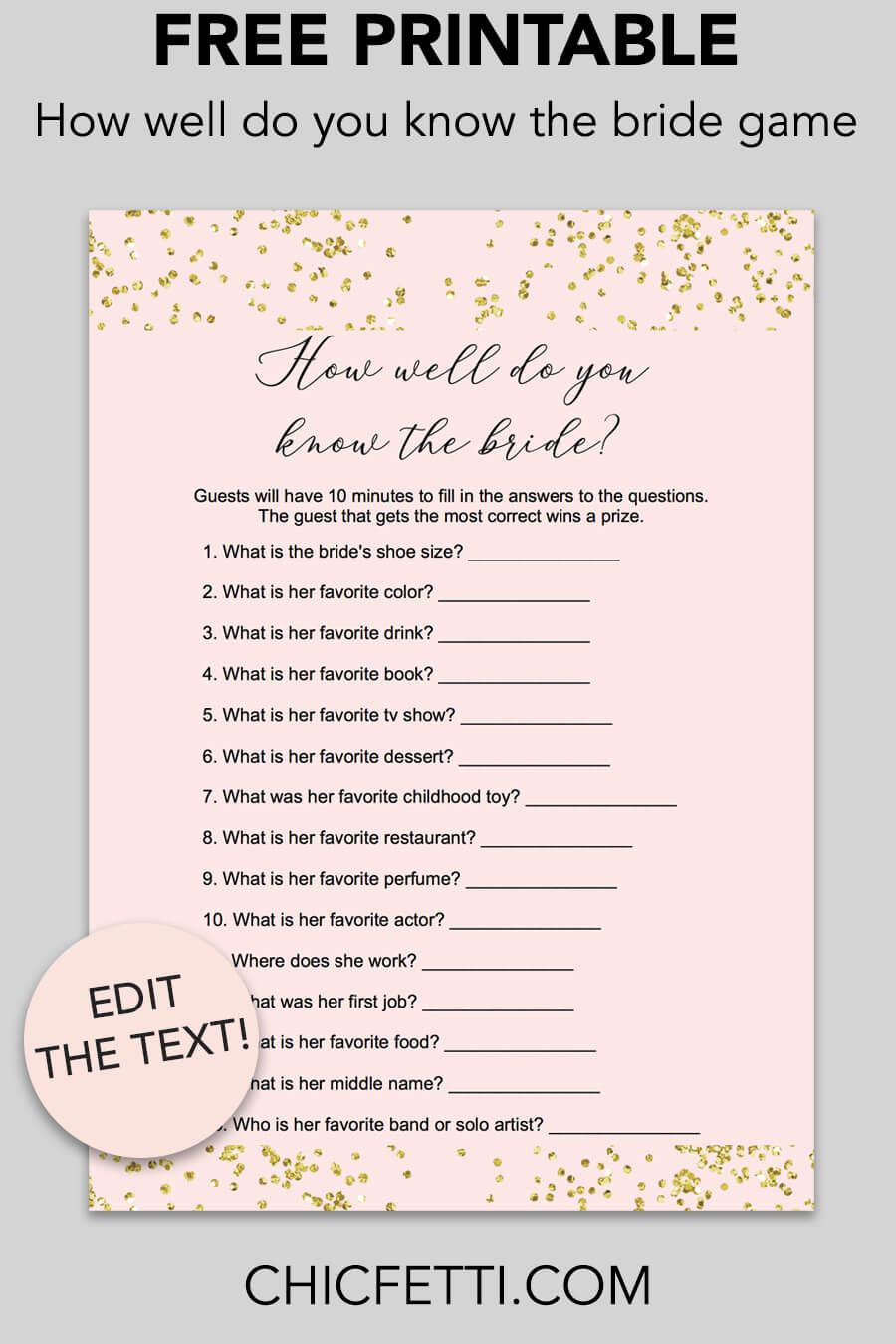Free Printable How Well Do You Know The Bride Game Cards - Download - How Well Do You Know The Bride Free Printable