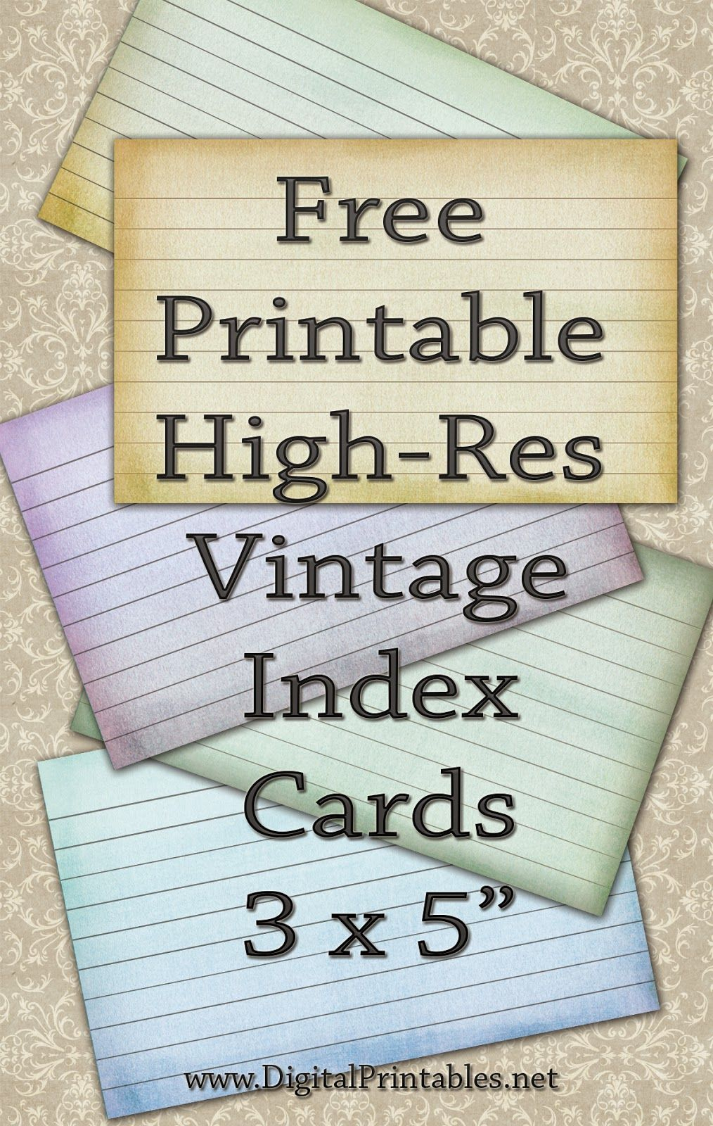 Free Printable Index Cards Vintage Look High Res | Freebies | Index - Free Printable Index Cards