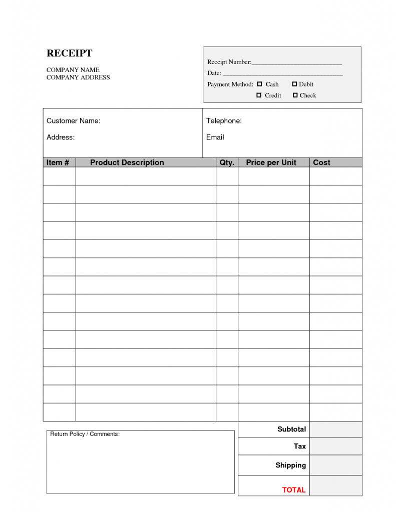 Free Printable Invoices Templates Blank And Work Receipt Template - Free Printable Work Invoices