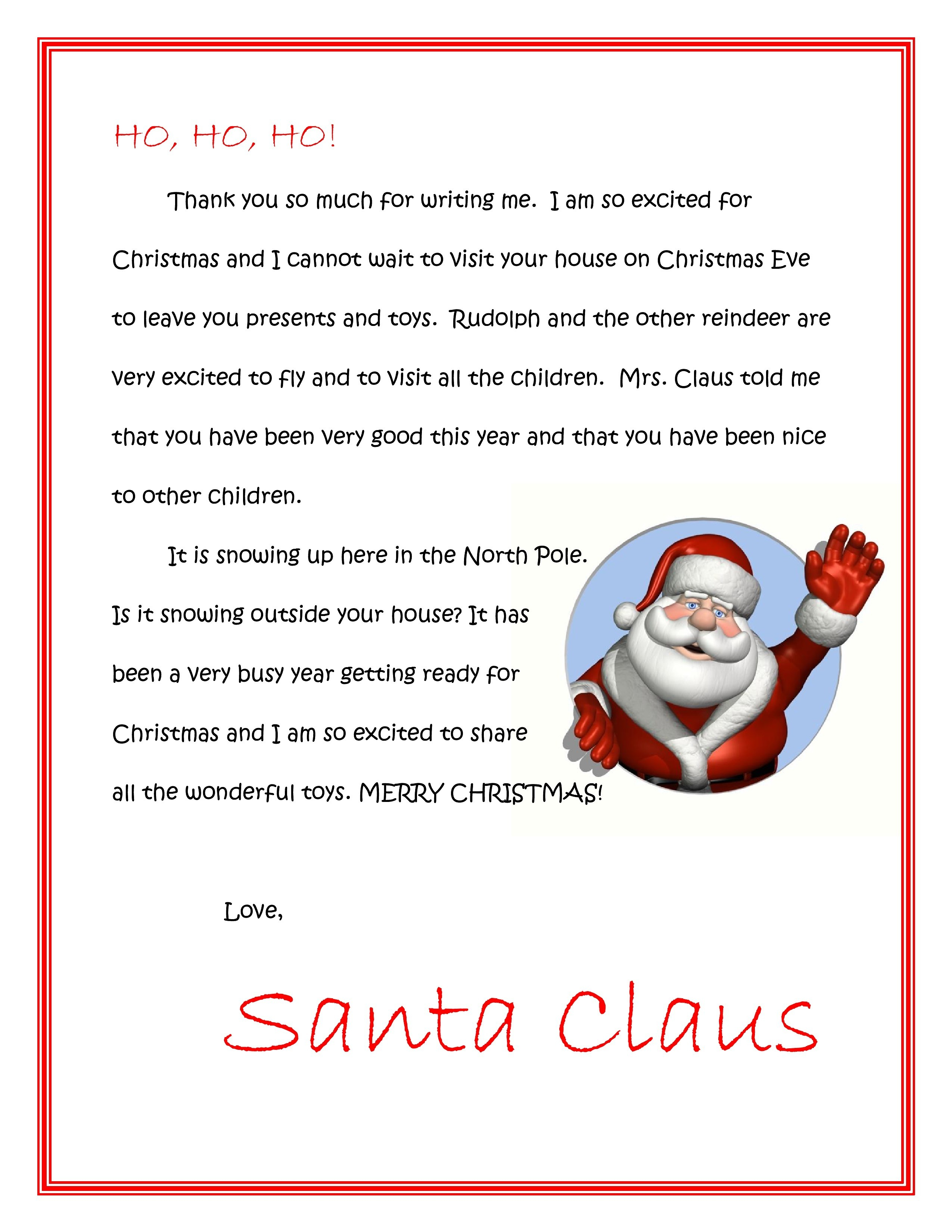 Free Printable Letter From Santa On Christmas Morning Fresh Santa - Free Printable Christmas Letters From Santa