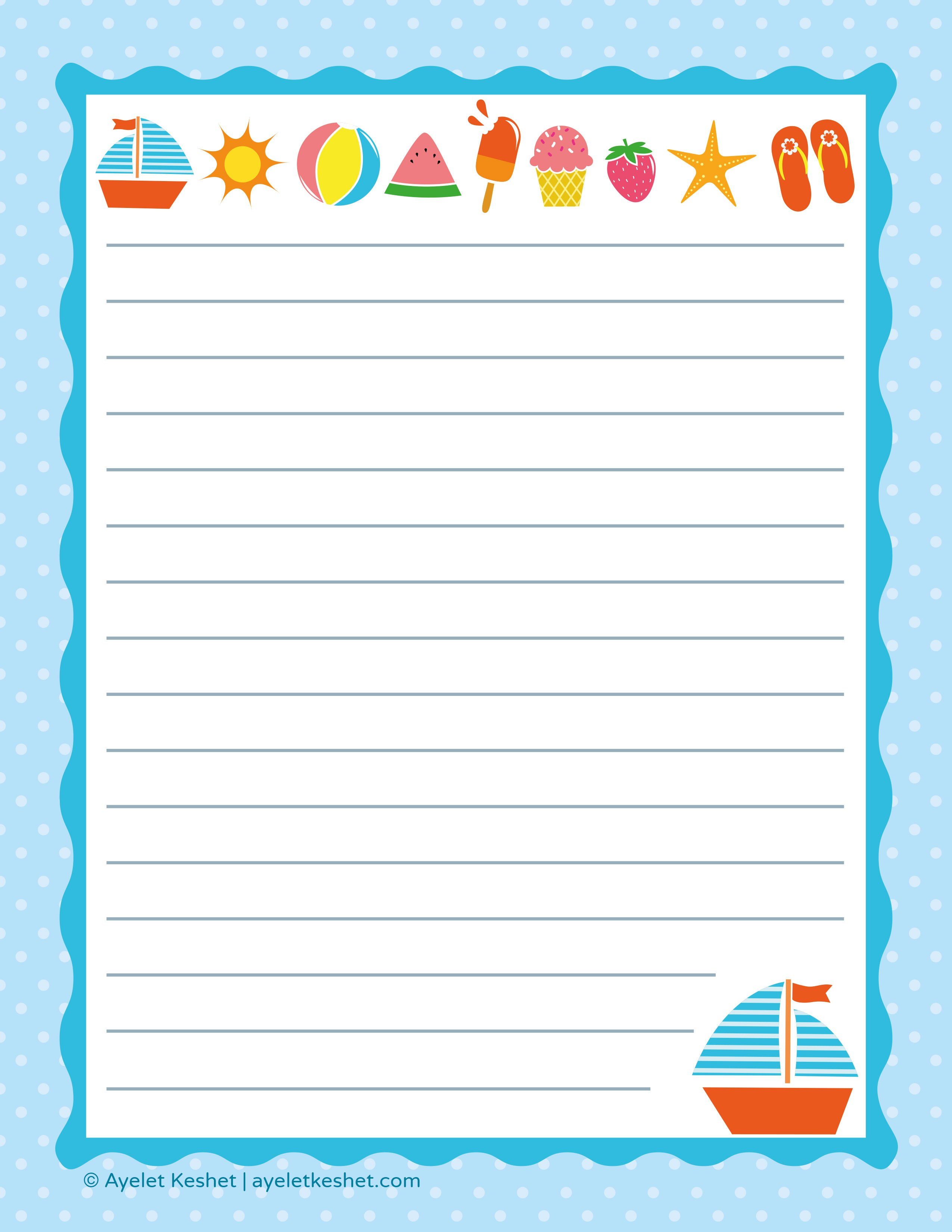 Free Printable Letter Paper - Ayelet Keshet - Free Printable Stationery Writing Paper