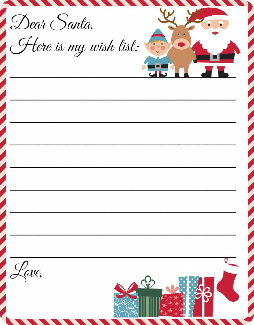Free Printable Letter To Santa Template ~ Cute Christmas Wish List - Free Printable Christmas Letters