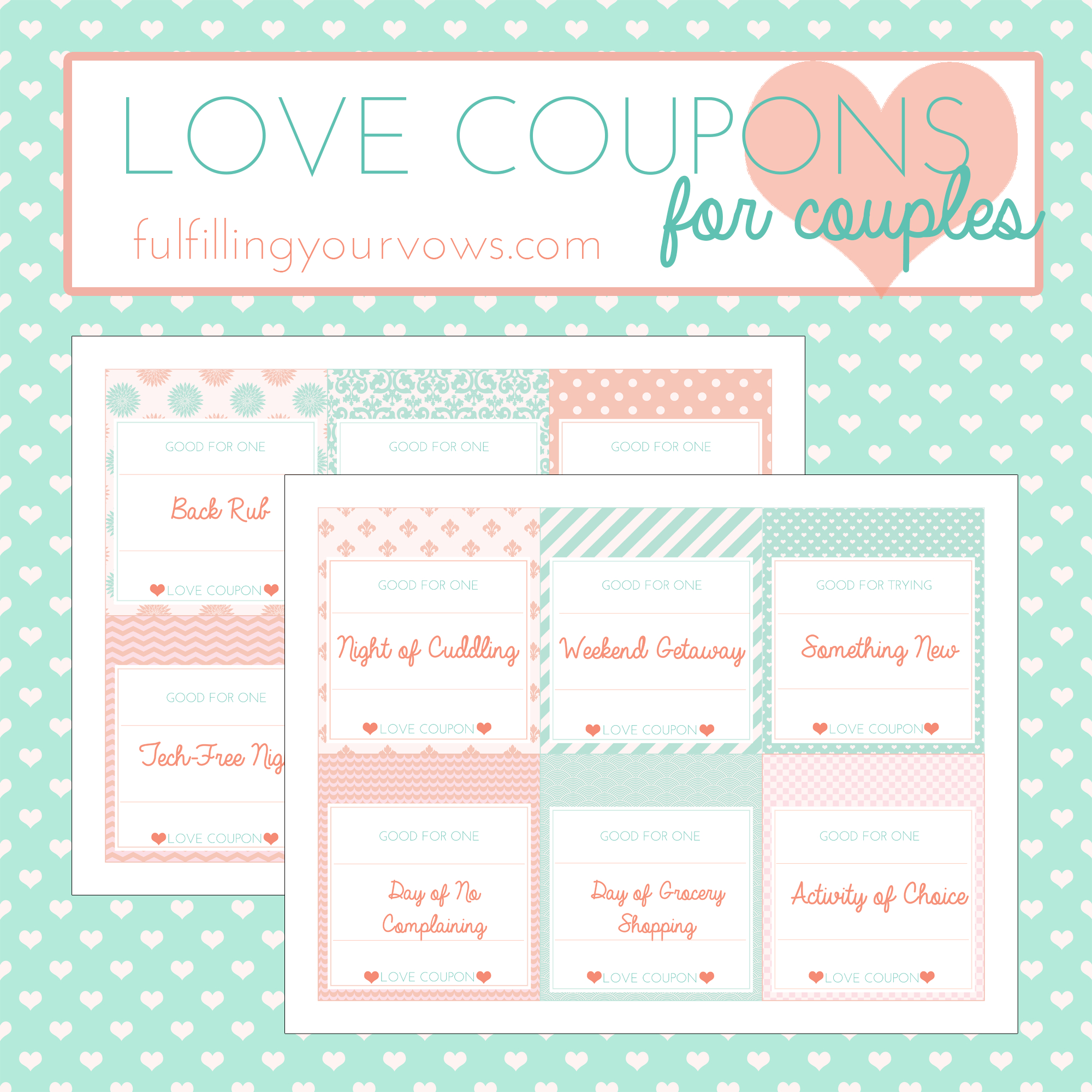 Free Printable Love Coupons For Couples - Fulfilling Your Vows - Free Printable Love Coupons