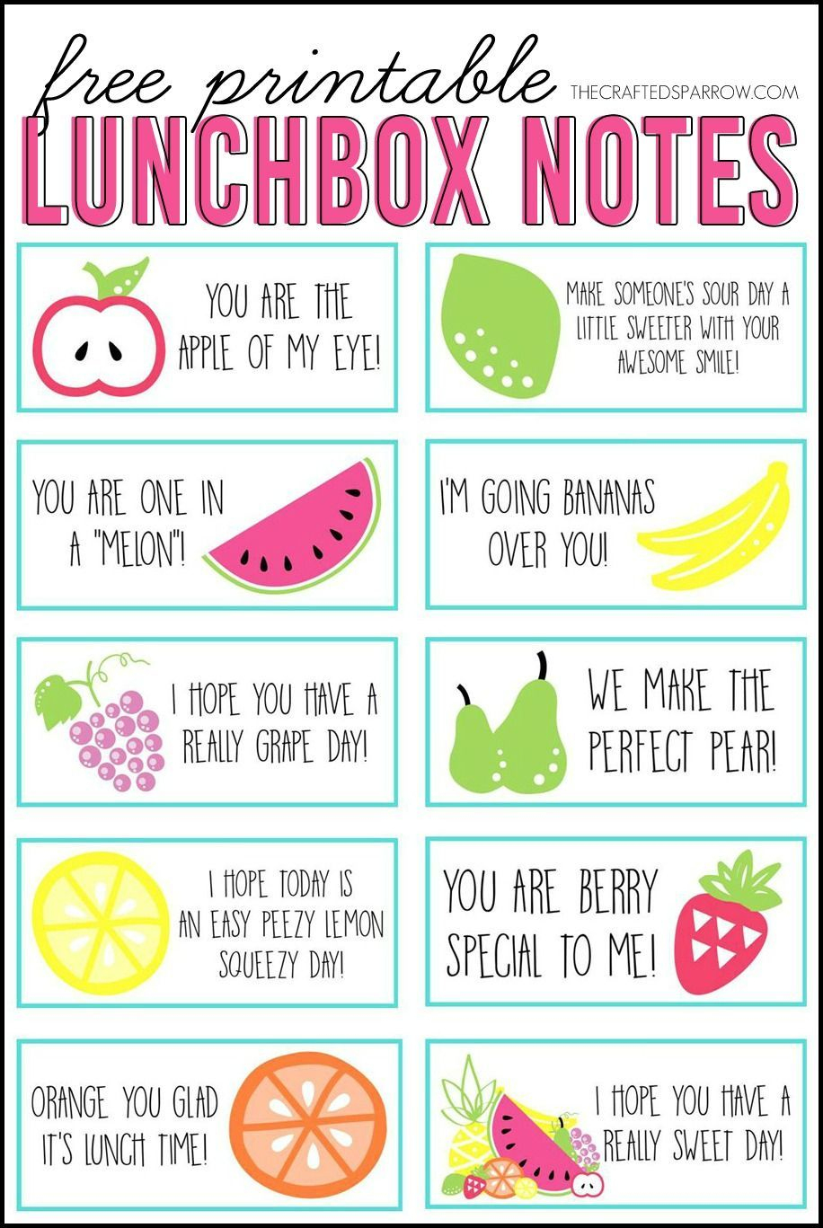 Free Printable Lunchbox Notes, 3 Full Pages To Print - Free Printable Lunchbox Notes