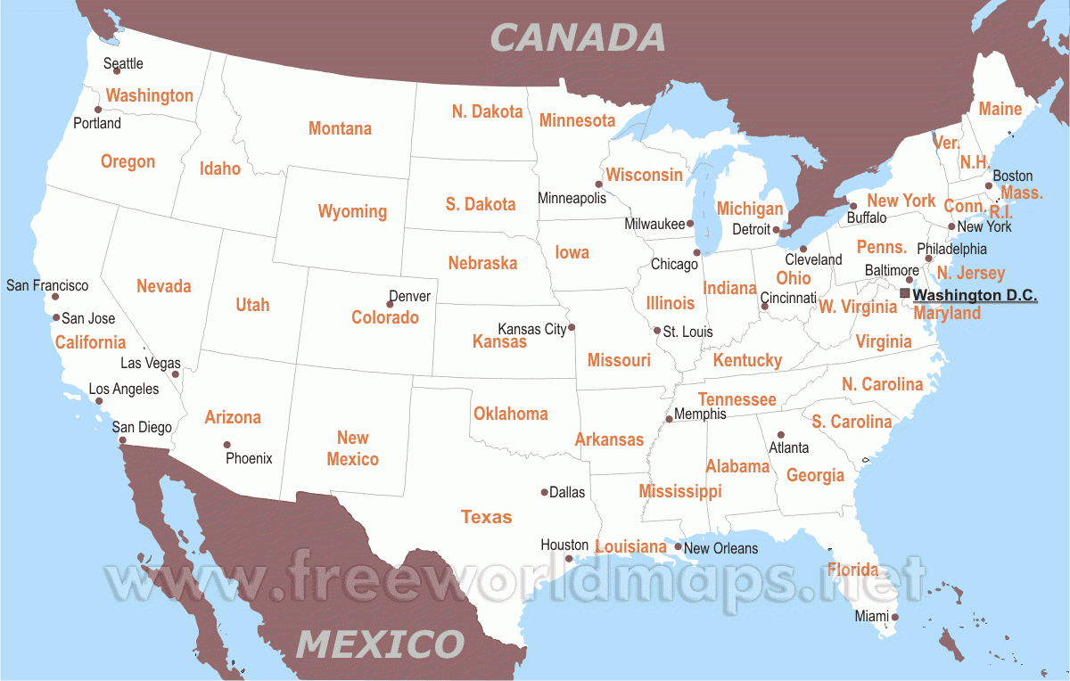 Free Printable Maps Of The United States - Free Printable Map Of The United States