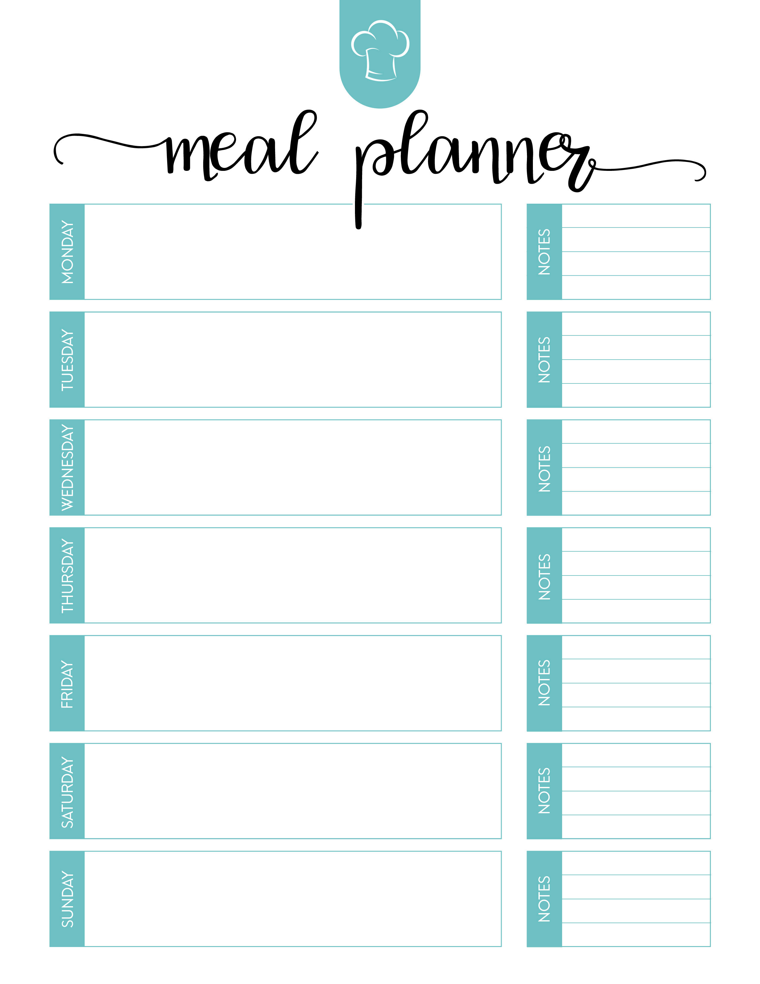 Free Printable Meal Planner Set - The Cottage Market - Free Printable Meal Planner
