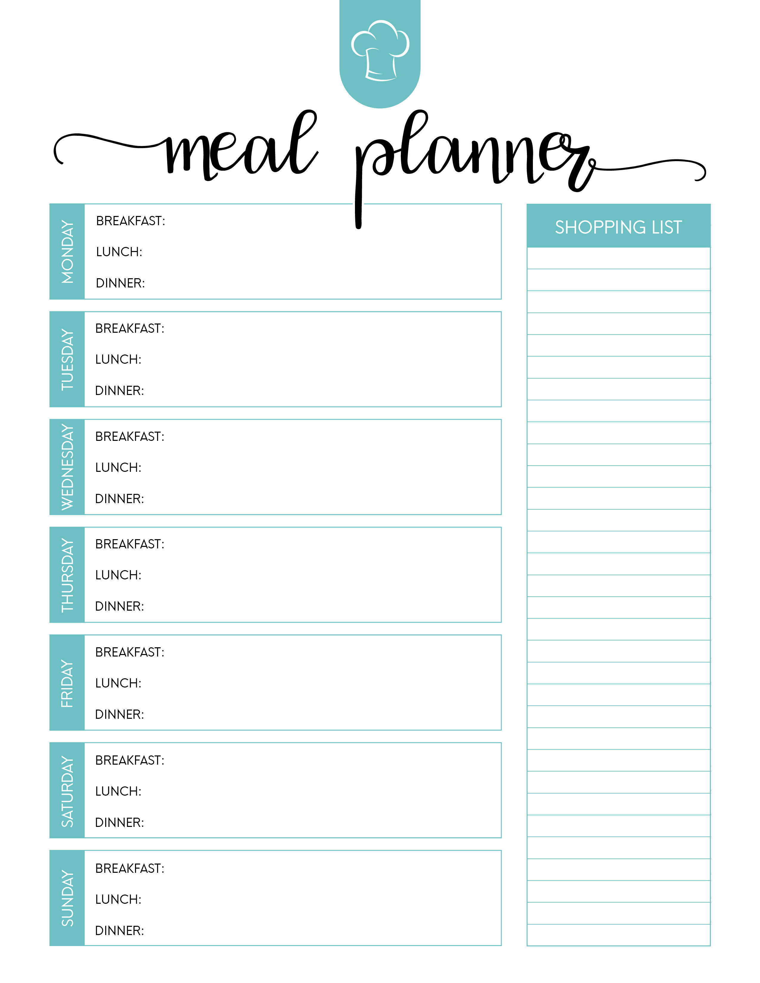 Free Printable Meal Planner Set - The Cottage Market - Free Printable Meal Planner