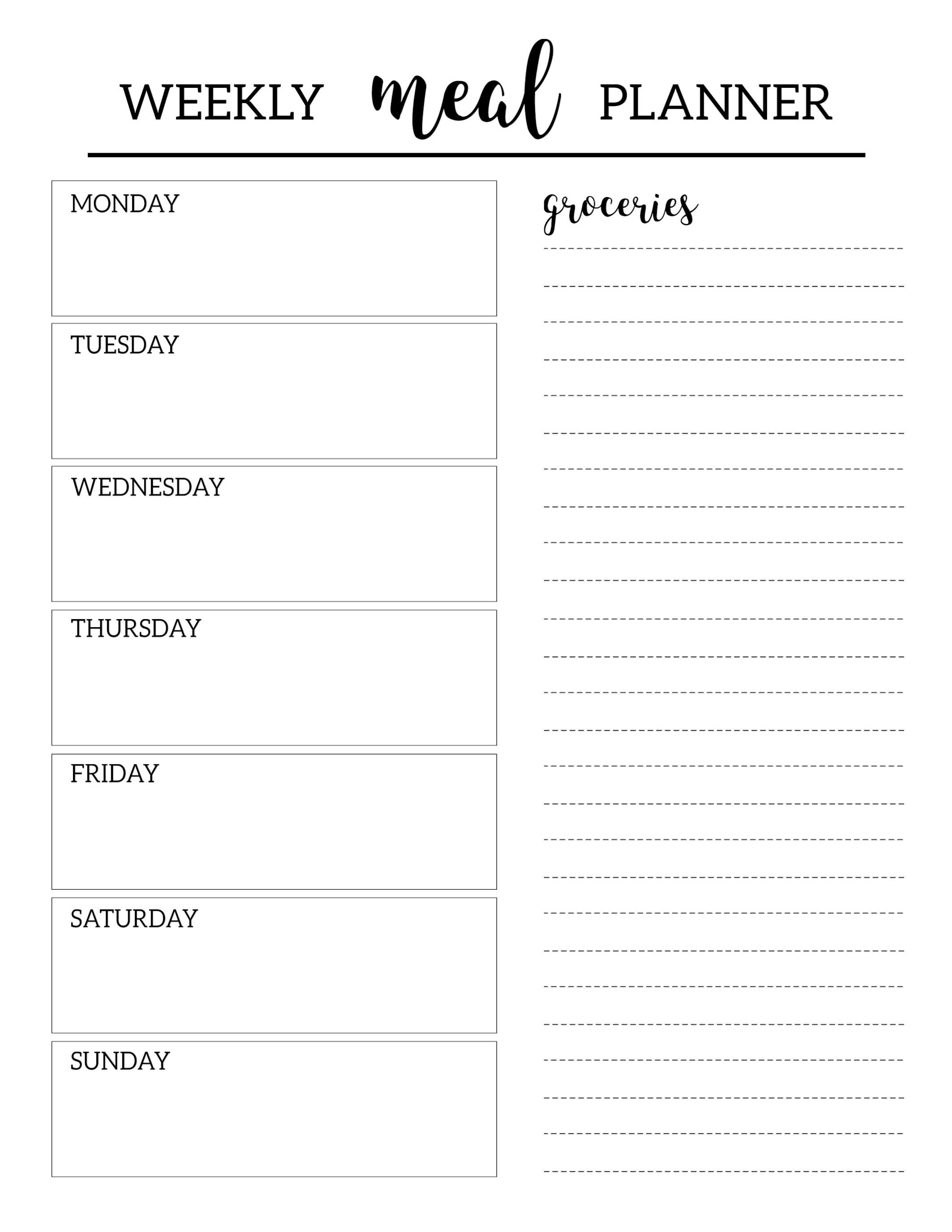 Free Printable Meal Planner Template | Organization | Pinterest - Free Printable Meal Planner