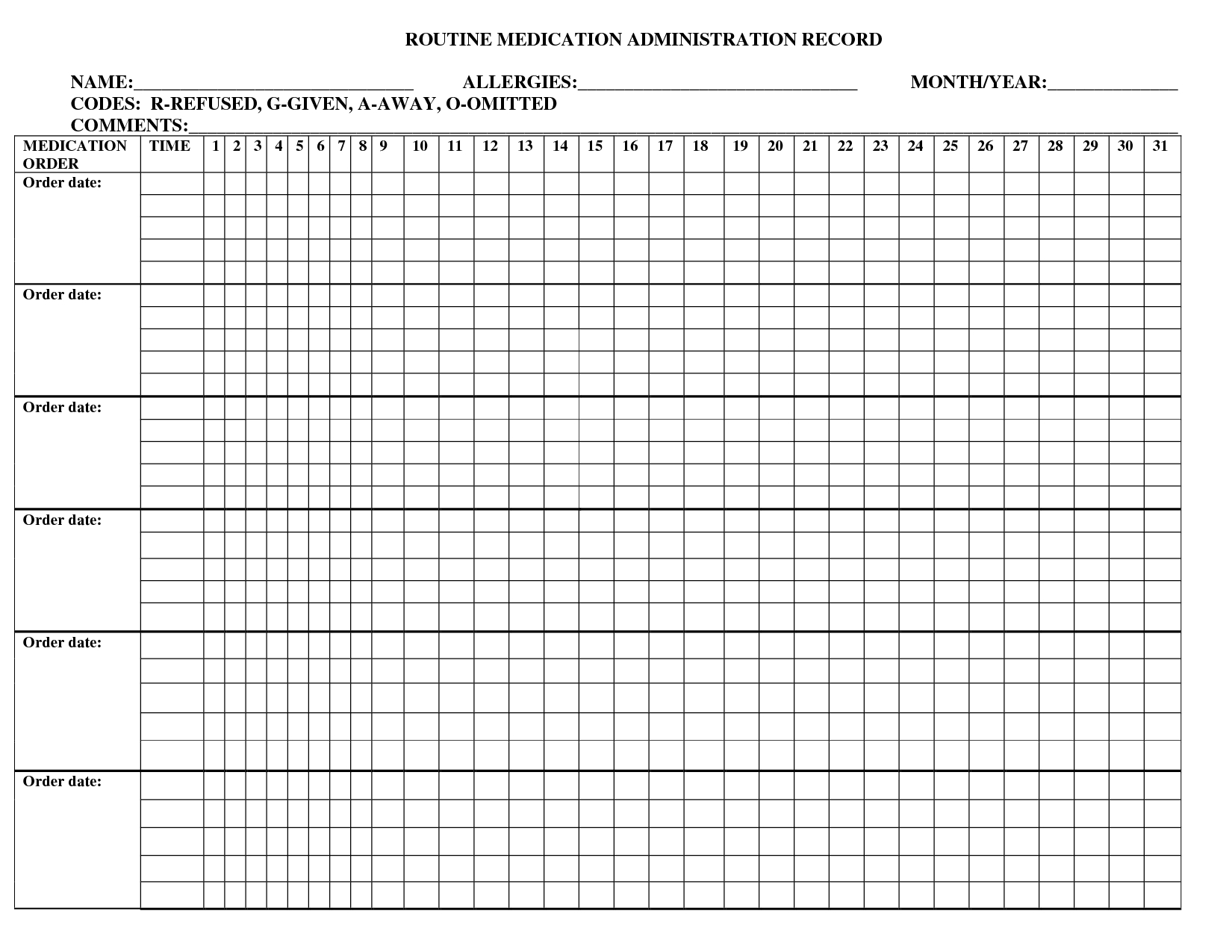 Free Printable Medication Administration Record | Nursing - Free Printable Daily Medication Schedule