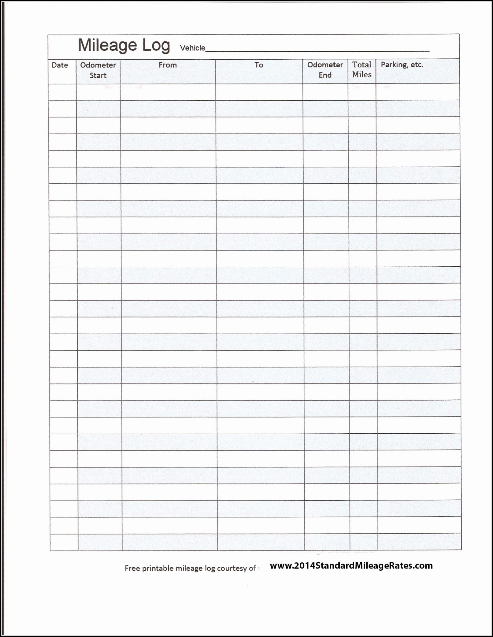 Free Printable Mileage Tracker Form - Form : Resume Examples #lxv8Opp1Zd - Free Printable Mileage Log