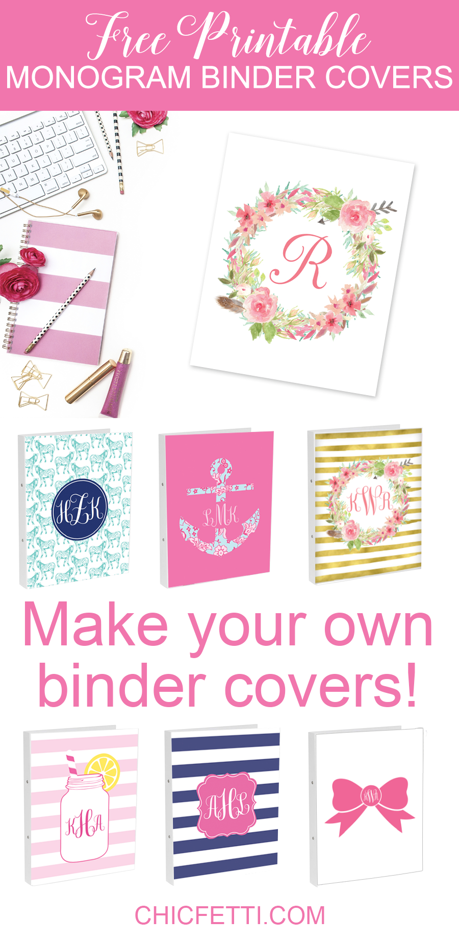 Free Printable Monogram Binder Covers From @chicfetti - Make Your Ow - Free Printable Monogram Binder Covers