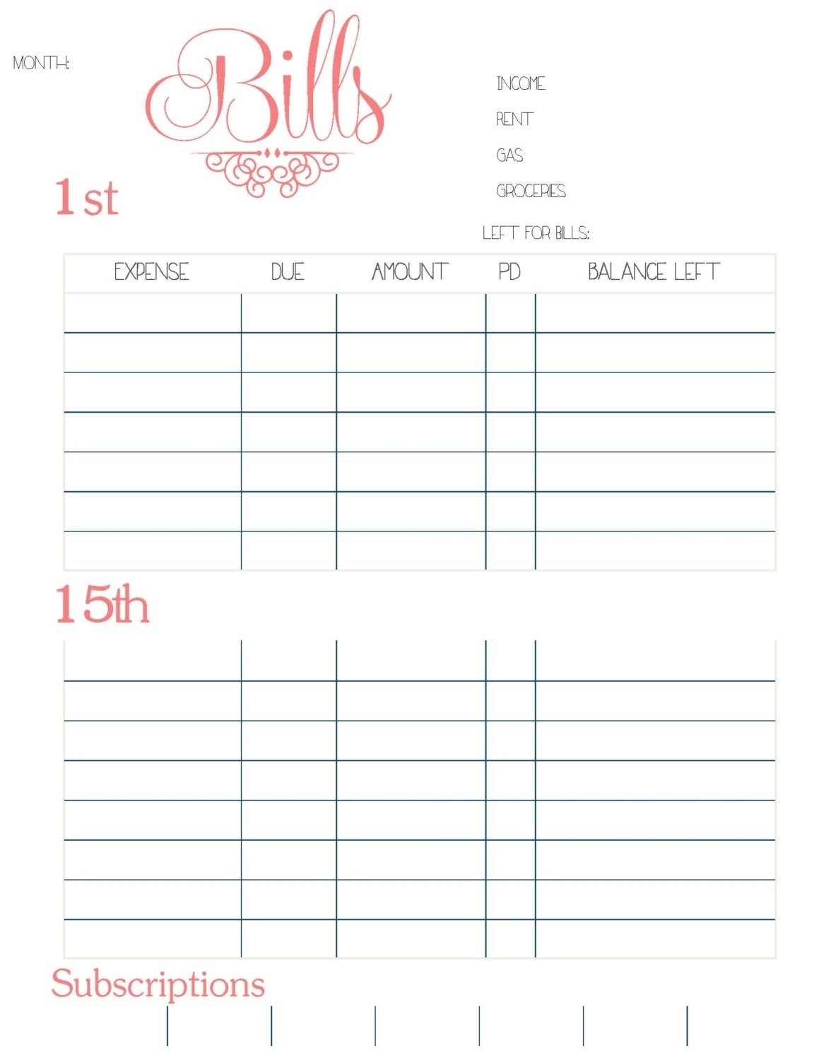 Free Printable Monthly Bill Payment Calendar | Holidays Calendar - Free Printable Bill Payment Schedule