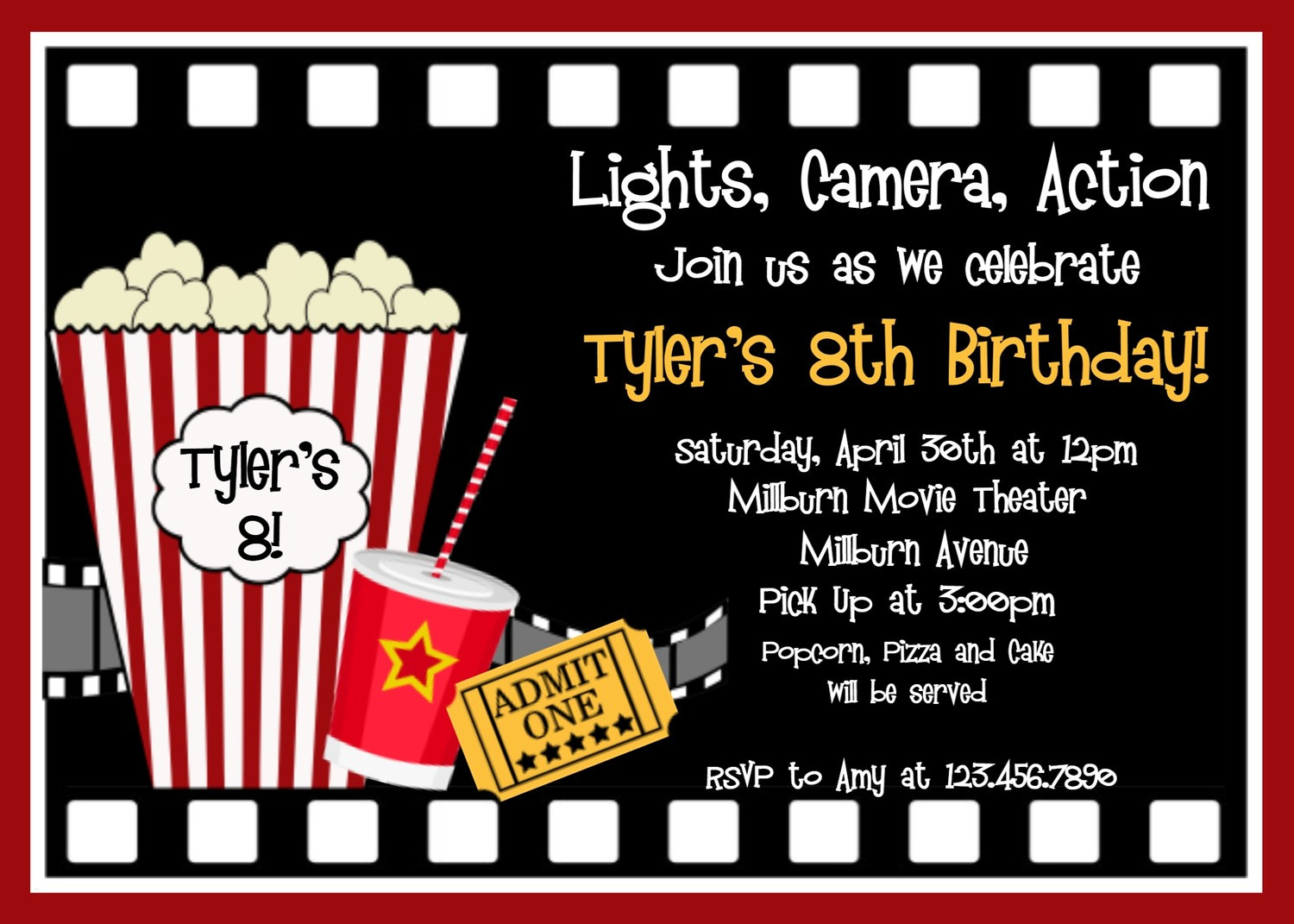 Free Printable Movie Party Invitations Unique Movie Birthday Party - Movie Birthday Party Invitations Free Printable