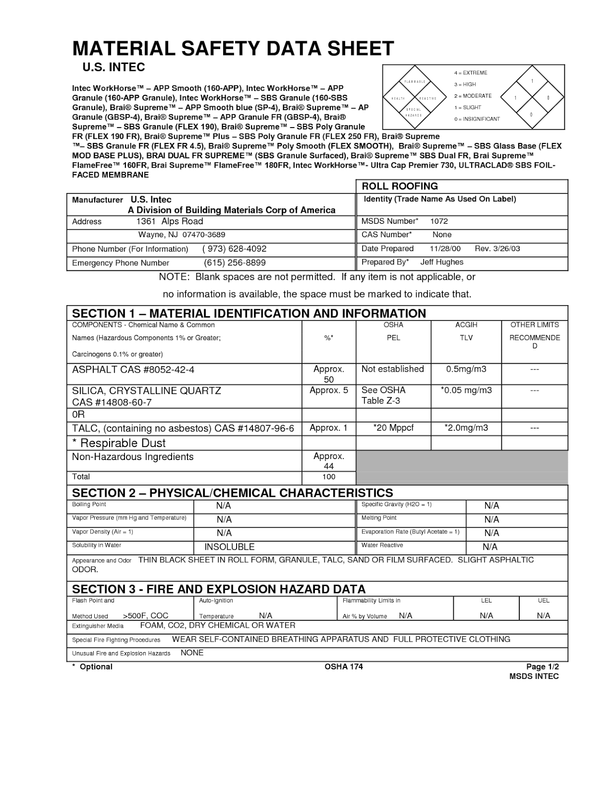 Printable MSDS Data Sheets