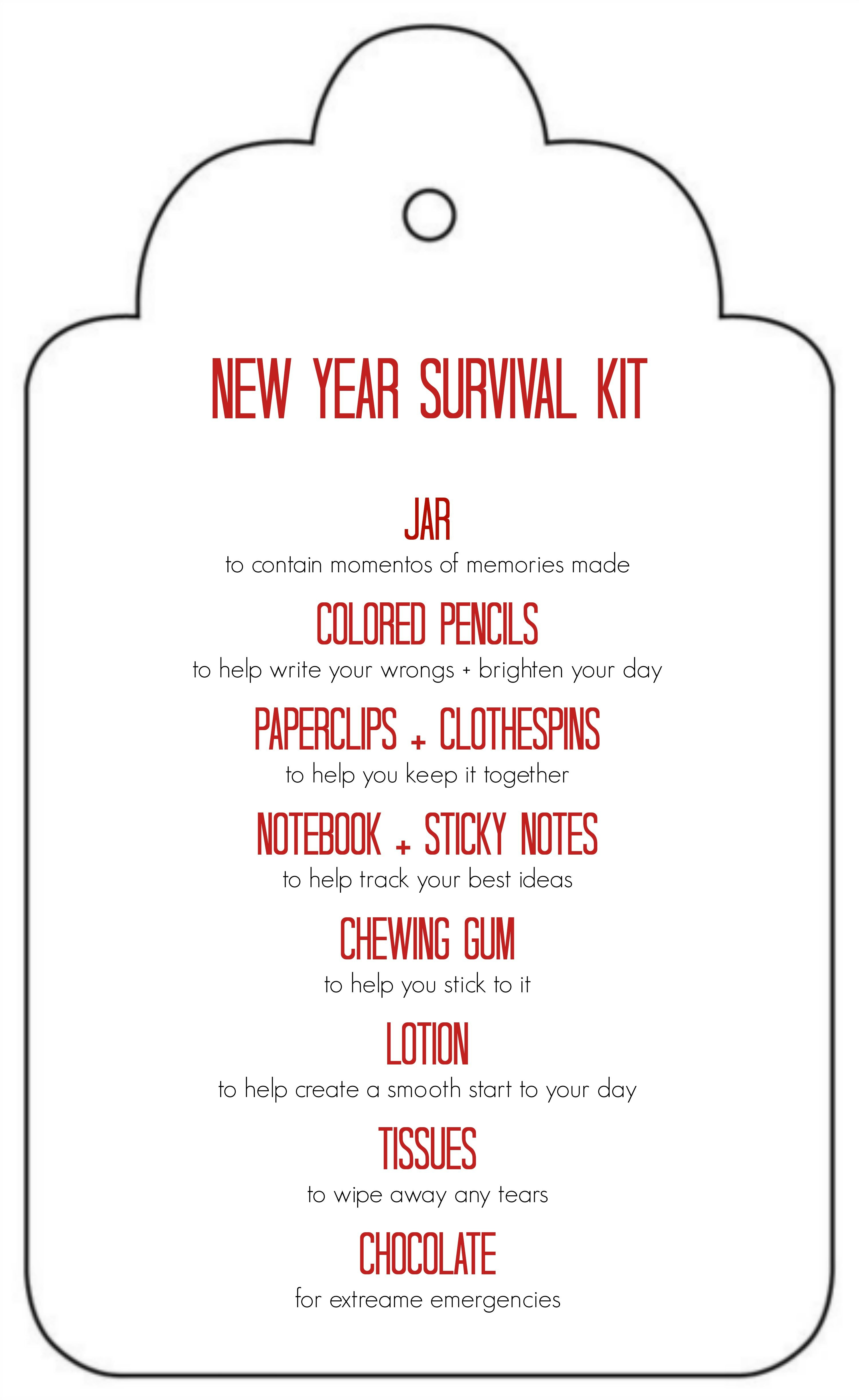 Free Printable: New Year Survival Kit Gift In A Jar - Great Gift - Teacher Survival Kit Free Printable
