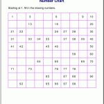 Free Printable Number Charts And 100 Charts For Counting, Skip   Free Printable Number Worksheets