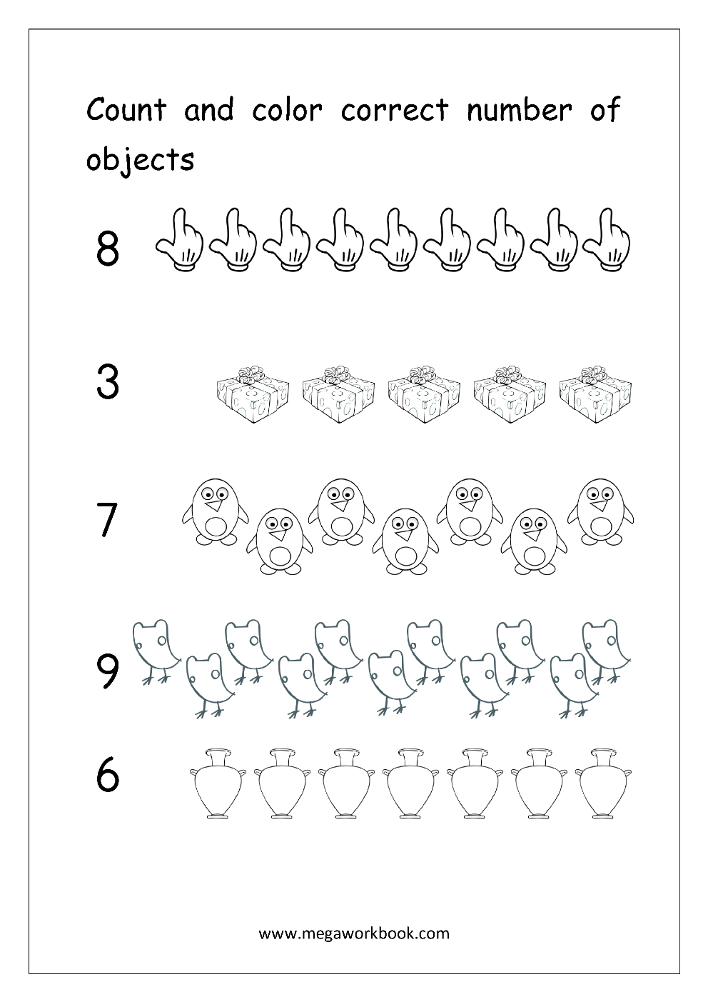 Free Printable Number Counting Worksheets - Count And Match - Count - Free Printable Counting Worksheets 1 10