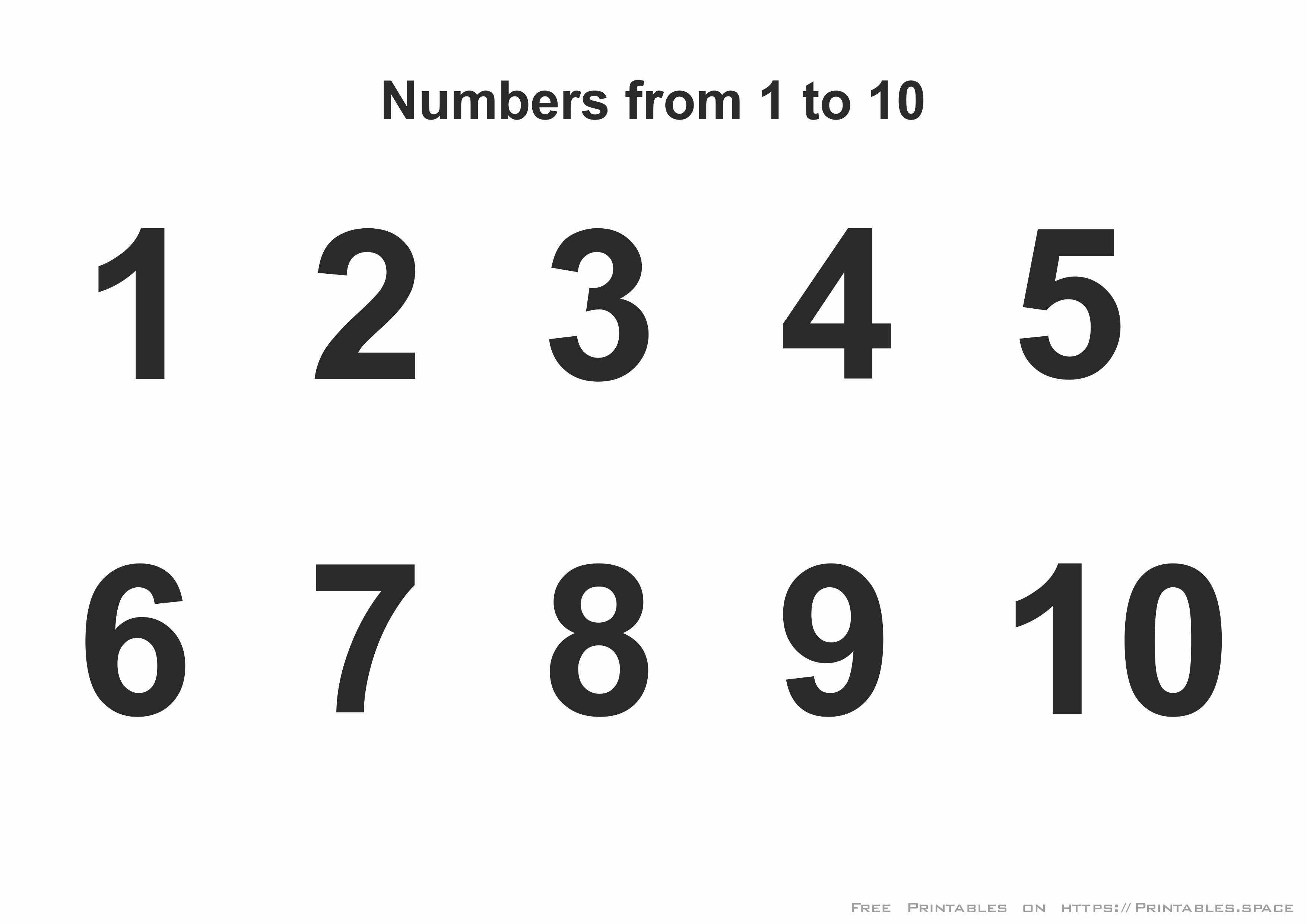 free printable numbers 1 10