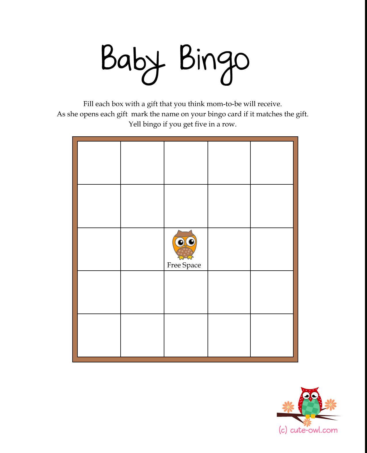 Free Printable Owl Themed Baby Shower Games | Woodland Animal Themed - Baby Bingo Game Free Printable