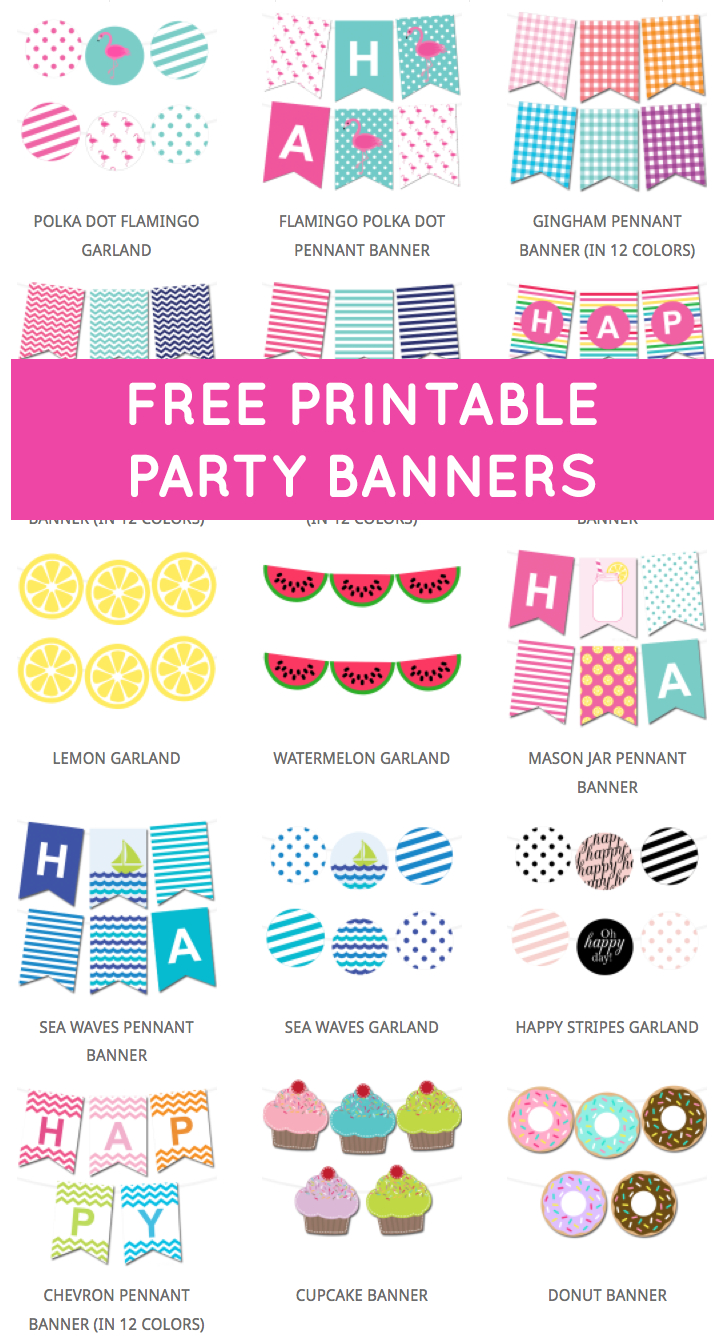 Free Printable Party Banners From @chicfetti | Party / Celebrations - Free Printable Birthday Banner