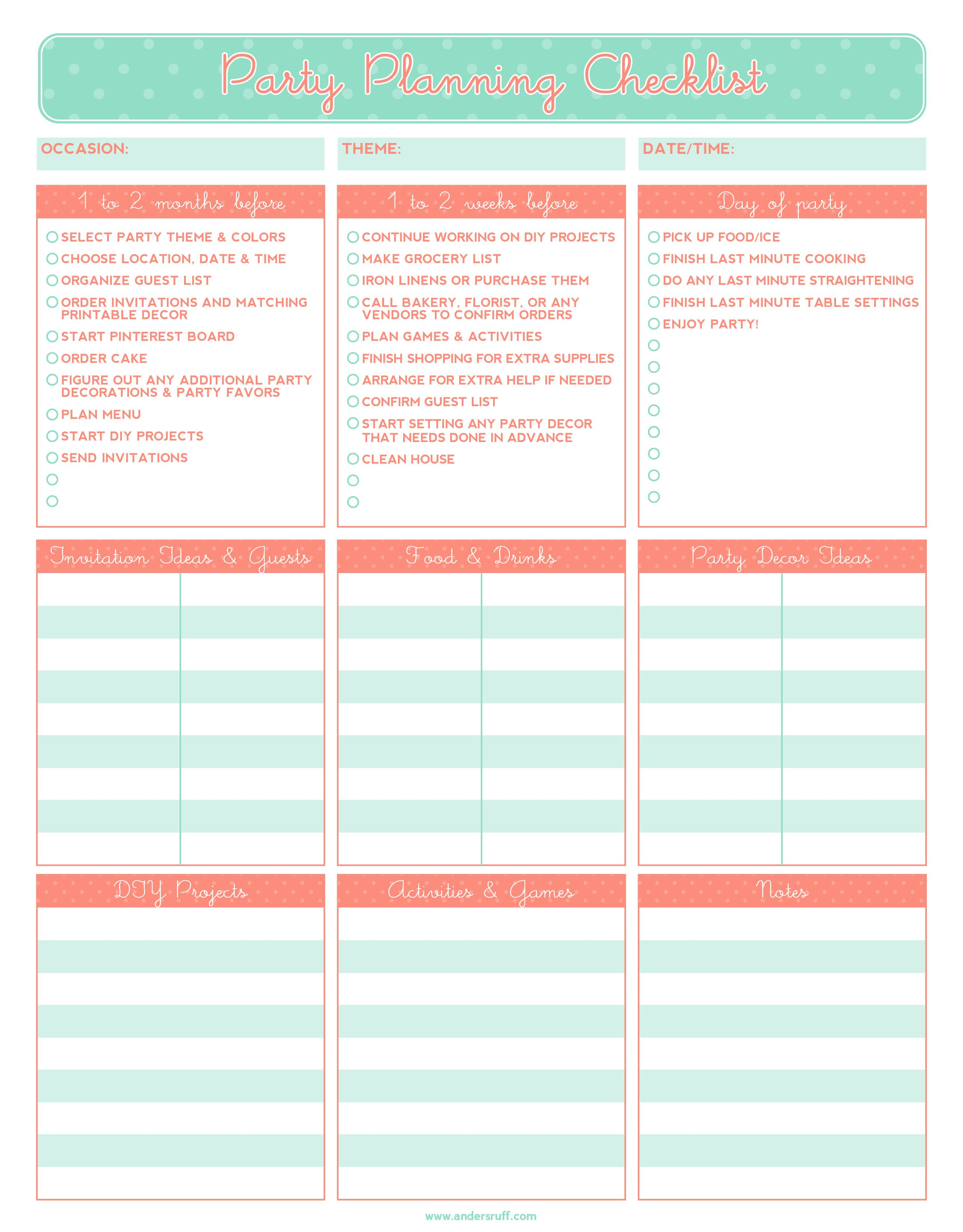 Free Printable Party Planning Checklist | It&amp;#039;s The Little Things - Free Printable Birthday Guest List