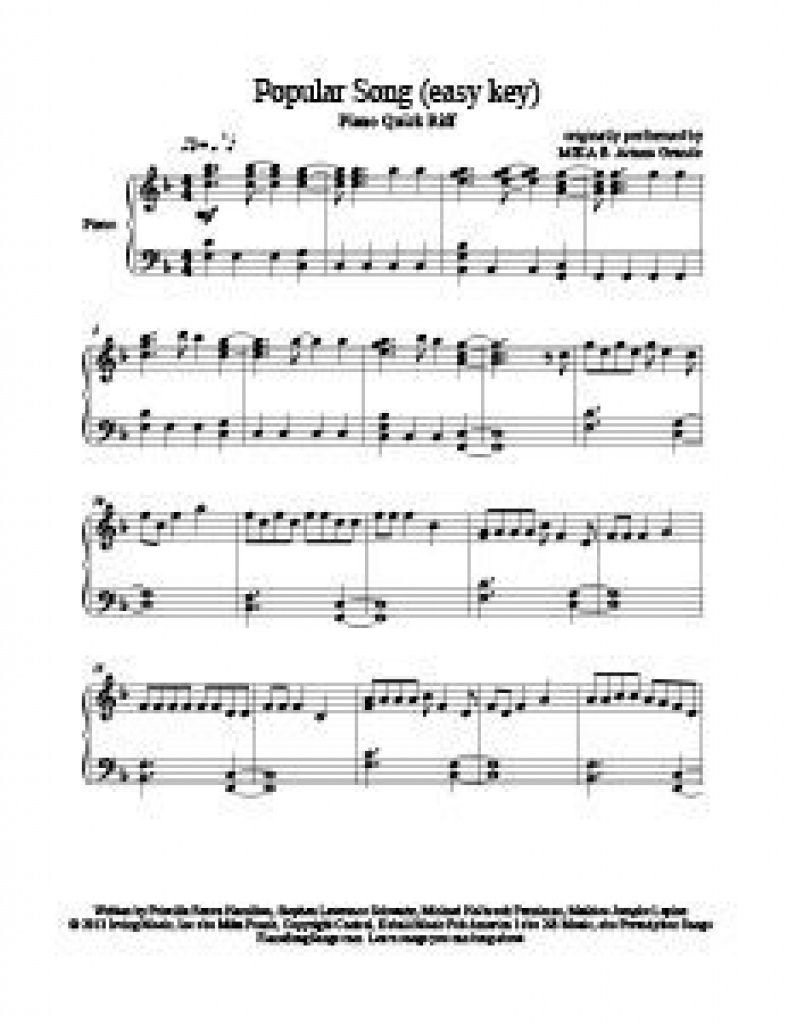 Free Printable Piano Sheet Music For Popular Songs With Regard To - Piano Sheet Music For Beginners Popular Songs Free Printable
