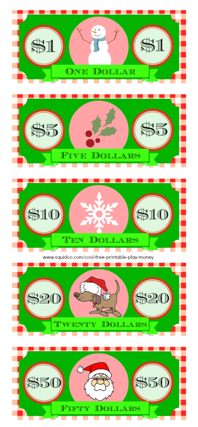 Free Printable Play Money Kids Will Love - Christmas Money Wallets Free Printable