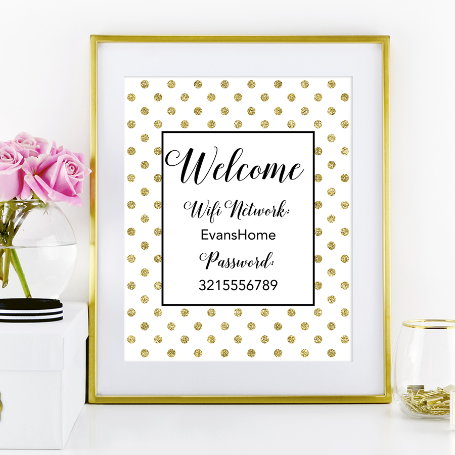 Free Printable Polka Dot Wifi Password Sign | Lieux À Visiter - Free Printable Wifi Sign