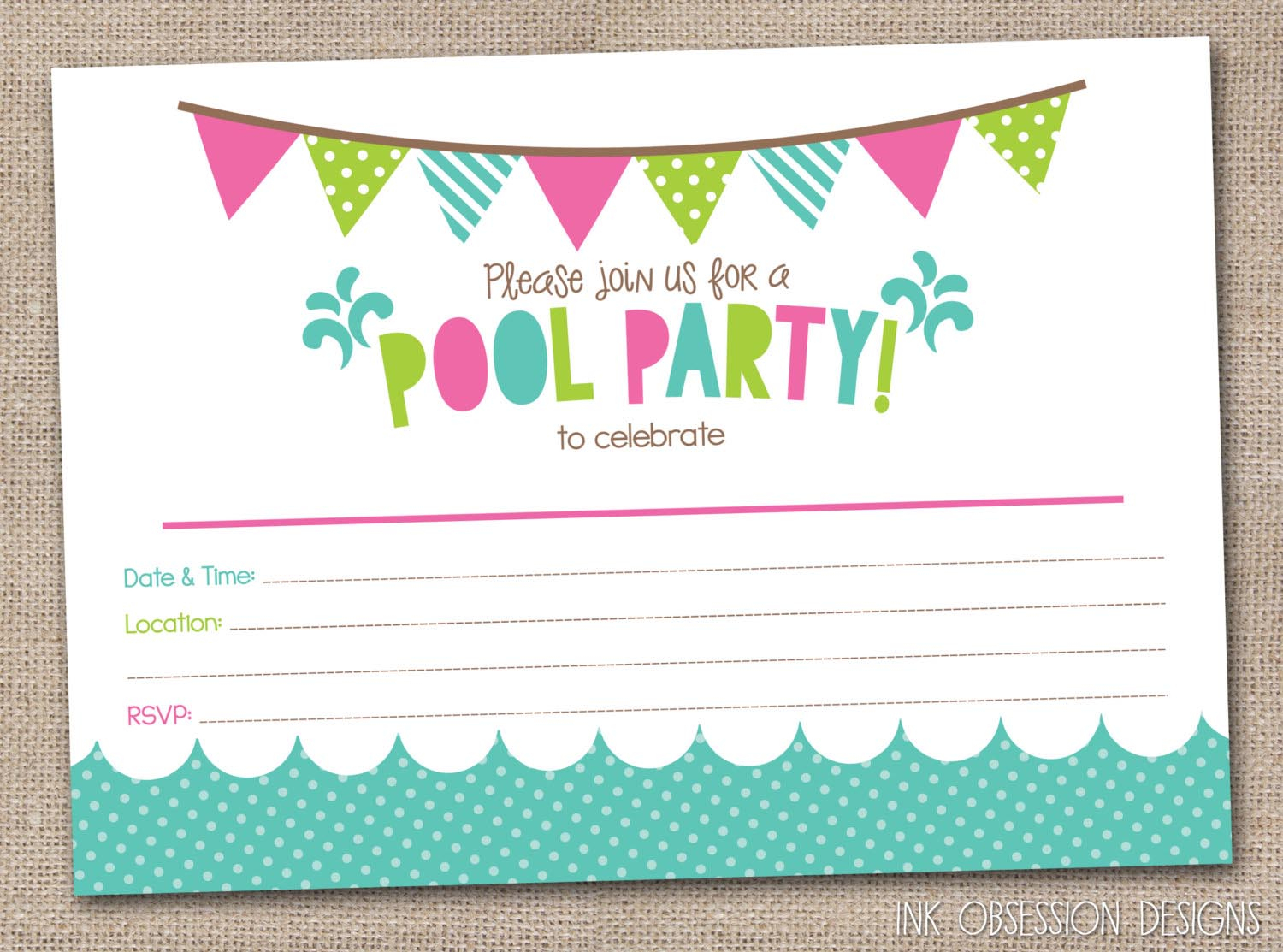 Free Printable Pool Party Birthday Invitations | Backyard Design Ideas - Free Printable Pool Party Invitation Cards