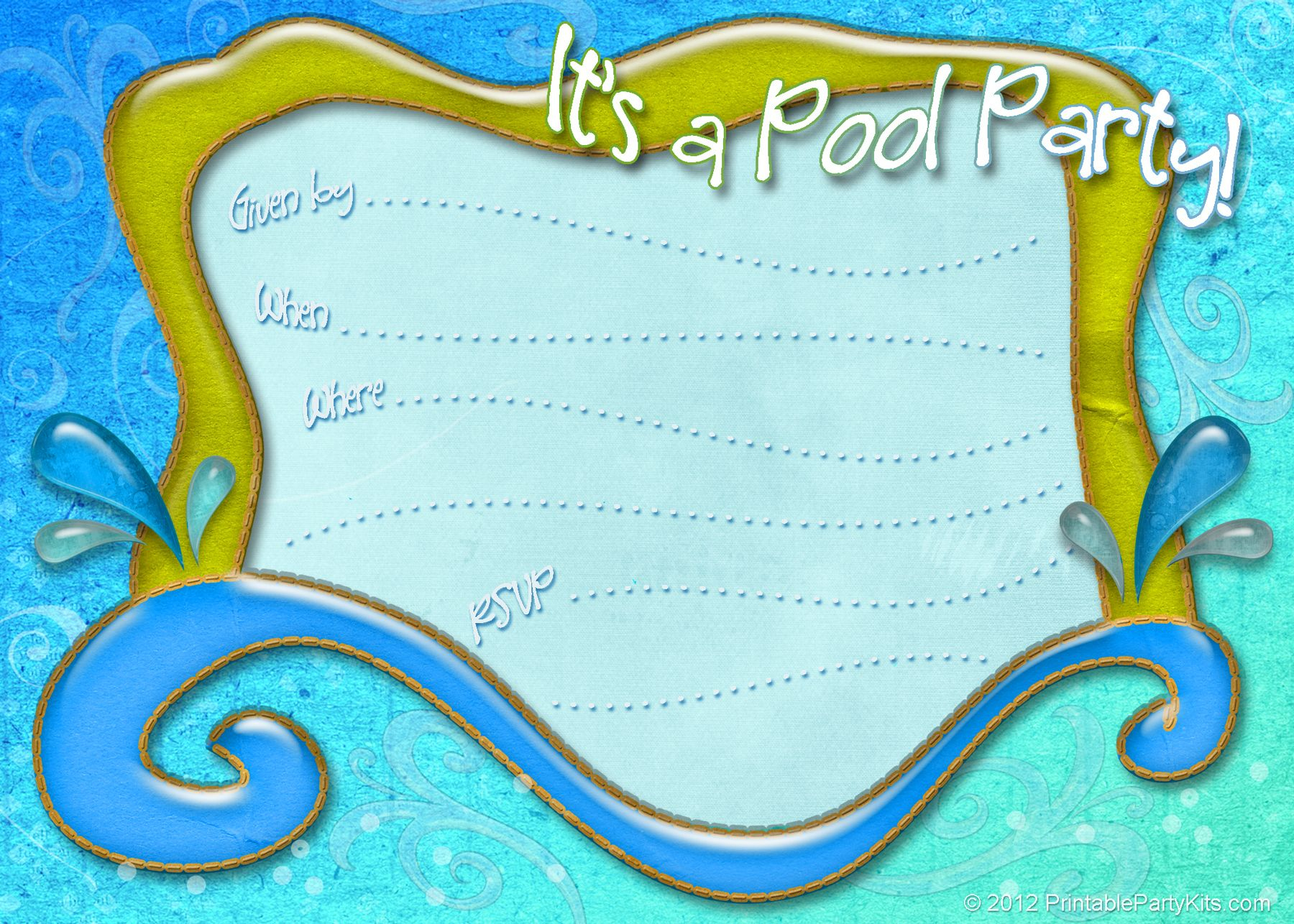 Free Printable Pool Party Invitation Template From - Free Printable Pool Party Invitations
