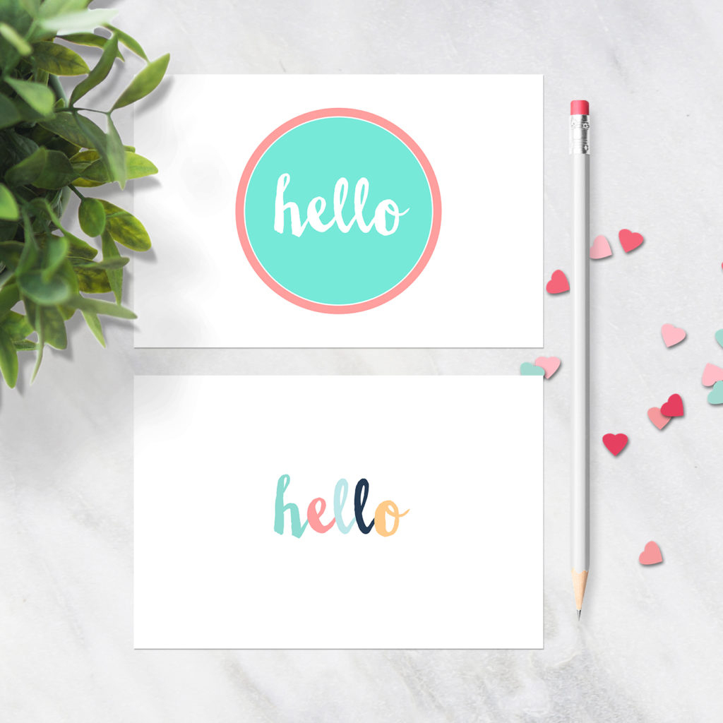 Free Printable Postcards - Hello Design - Set Of 2 Postcards - Free Printable Postcards