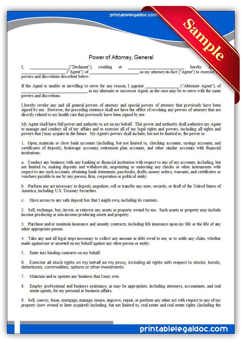 Free Printable Power Of Attorney, General Legal Forms | Free Legal - Free Printable Power Of Attorney Form California