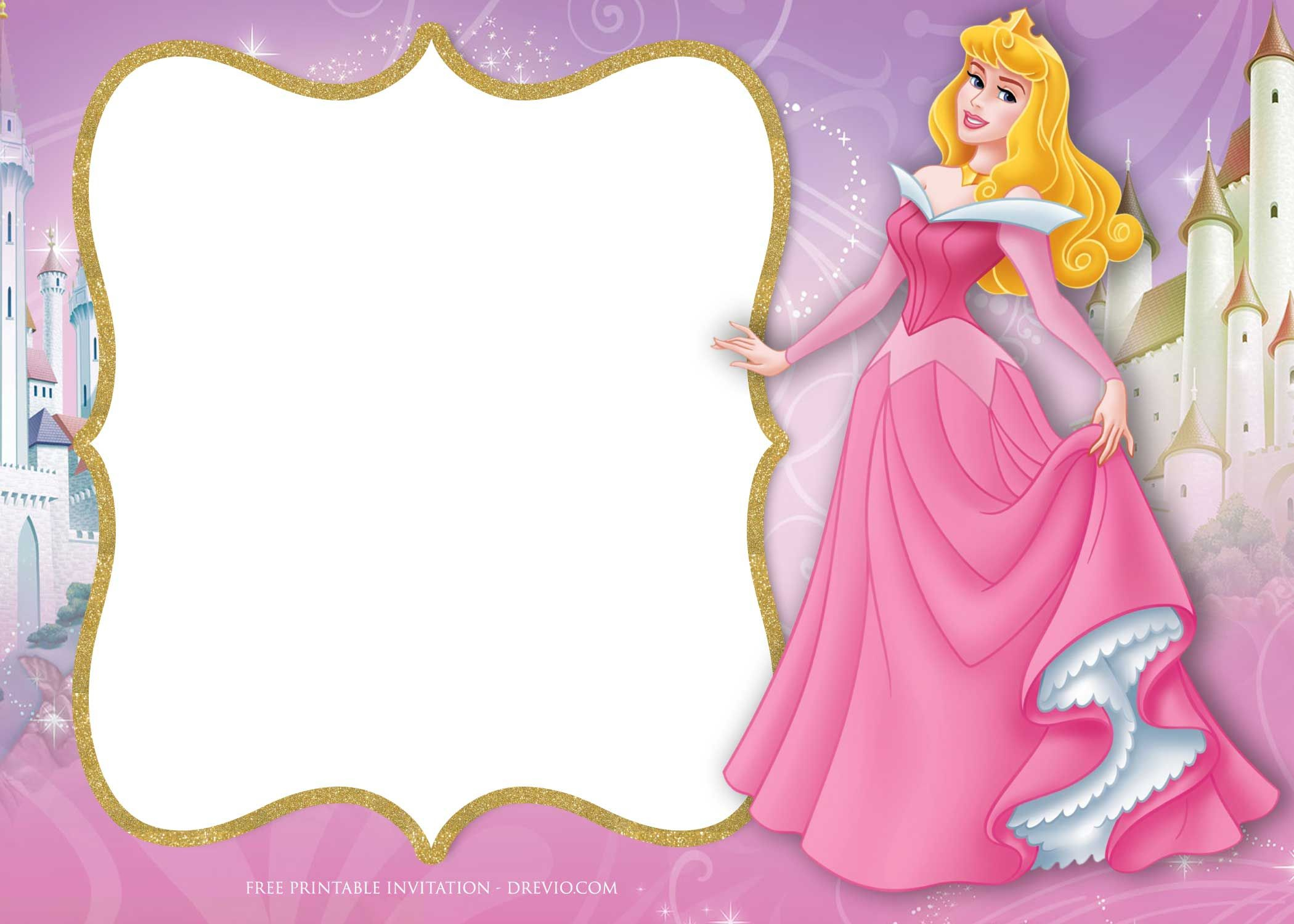 Free Printable Princess Aurora Sleeping Beauty Invitation - Free Princess Printable Invitations