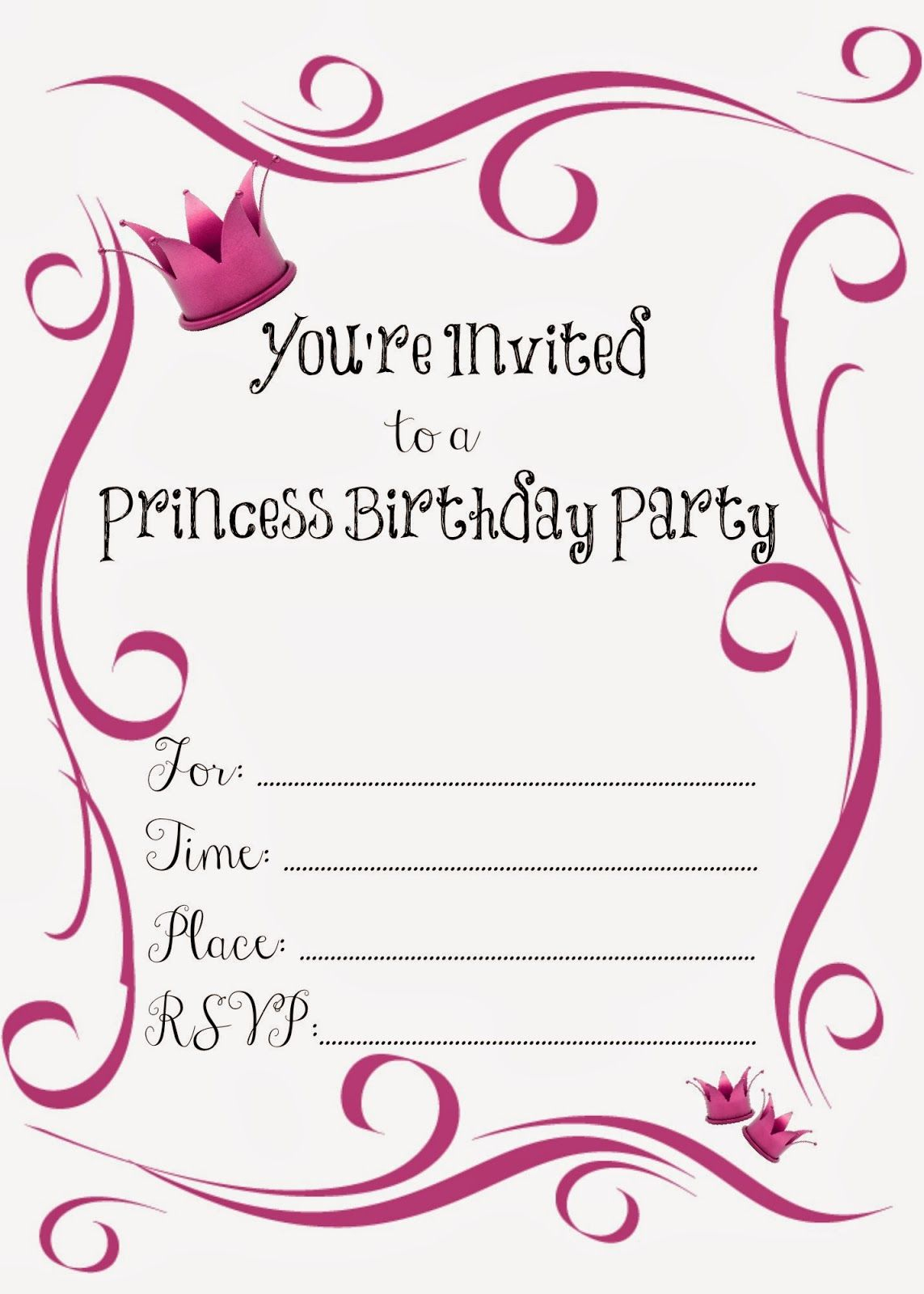 Free Printable Princess Birthday Party Invitations #freeprintables - Free Printable Princess Invitation Cards