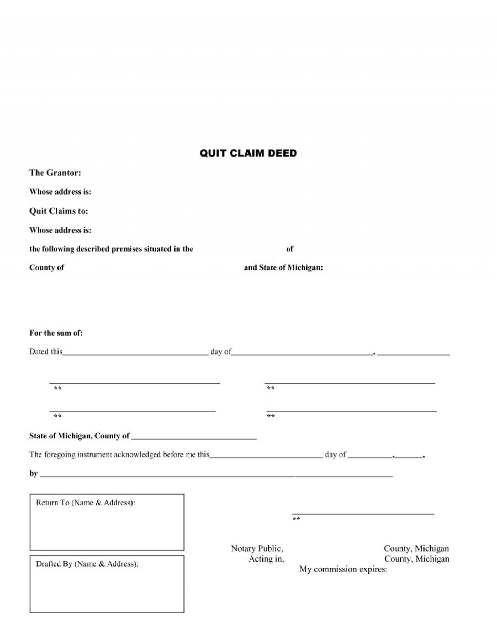 Free Printable Quit Claim Deed Form Michigan | Mbm Legal - Free Printable Quit Claim Deed Form