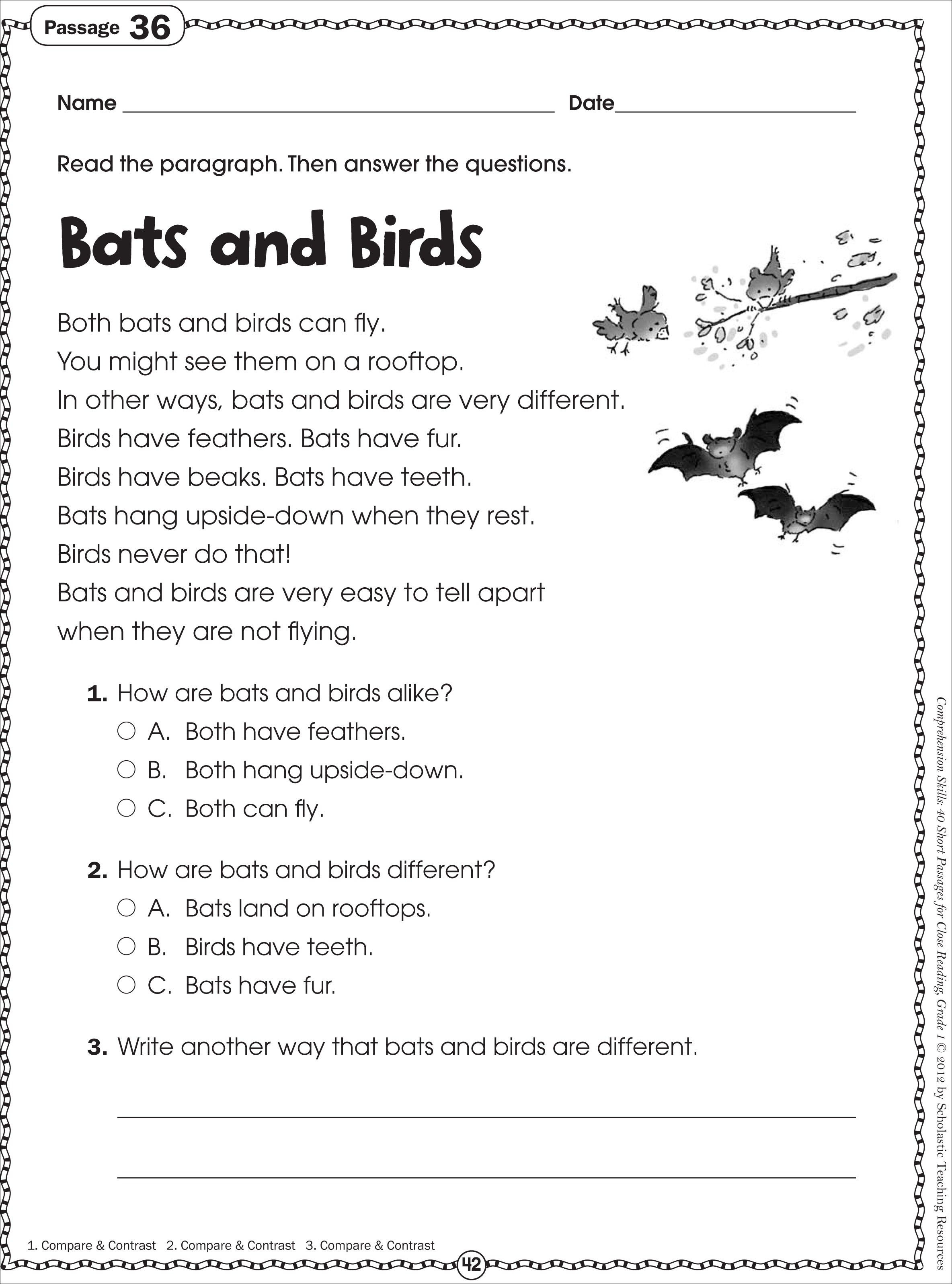 Free Printable Reading Comprehension Worksheets For Kindergarten - Free Printable Reading Worksheets