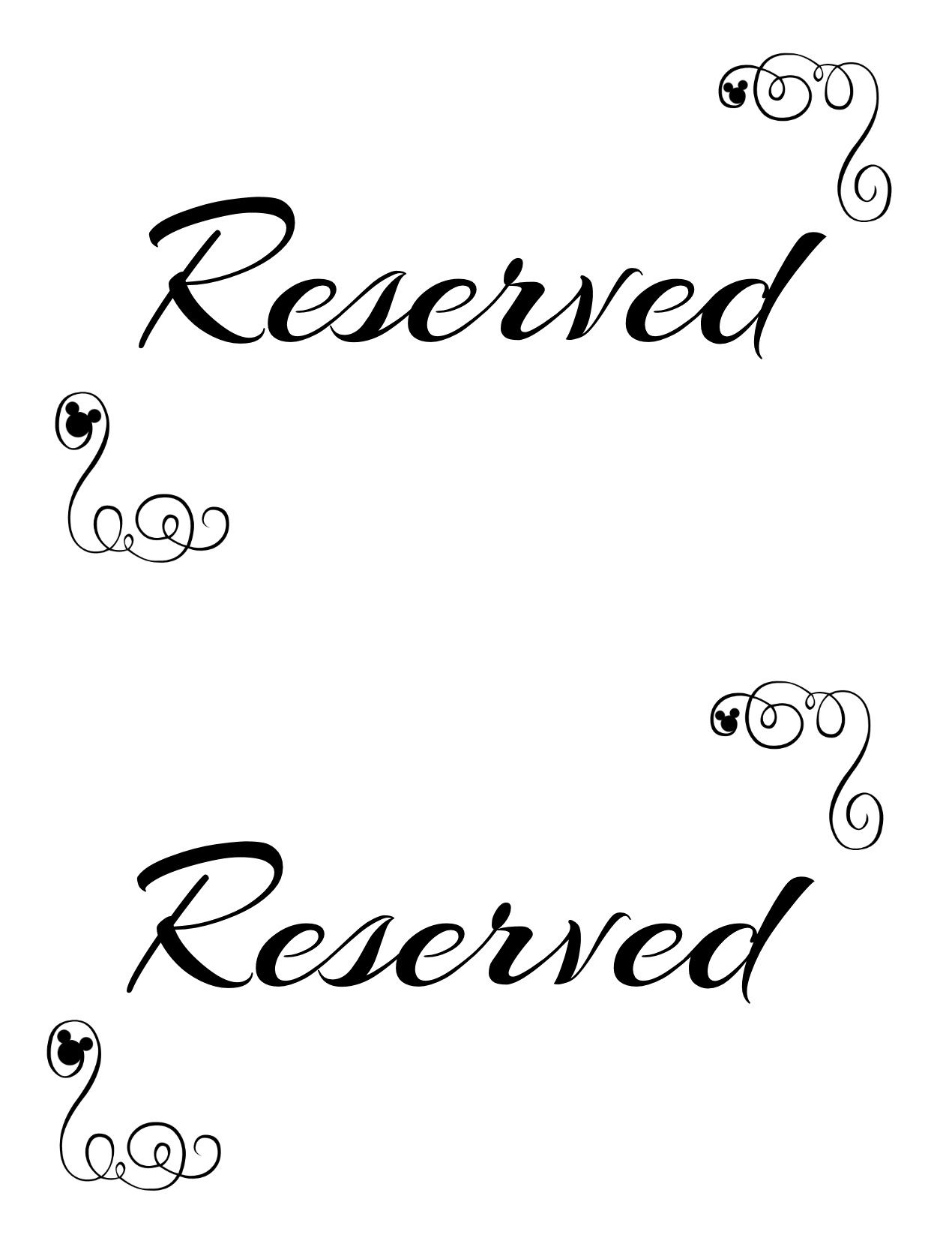 Free Printable Reserved Seating Signs For Your Wedding Ceremony - Free Printable Reserved Table Signs