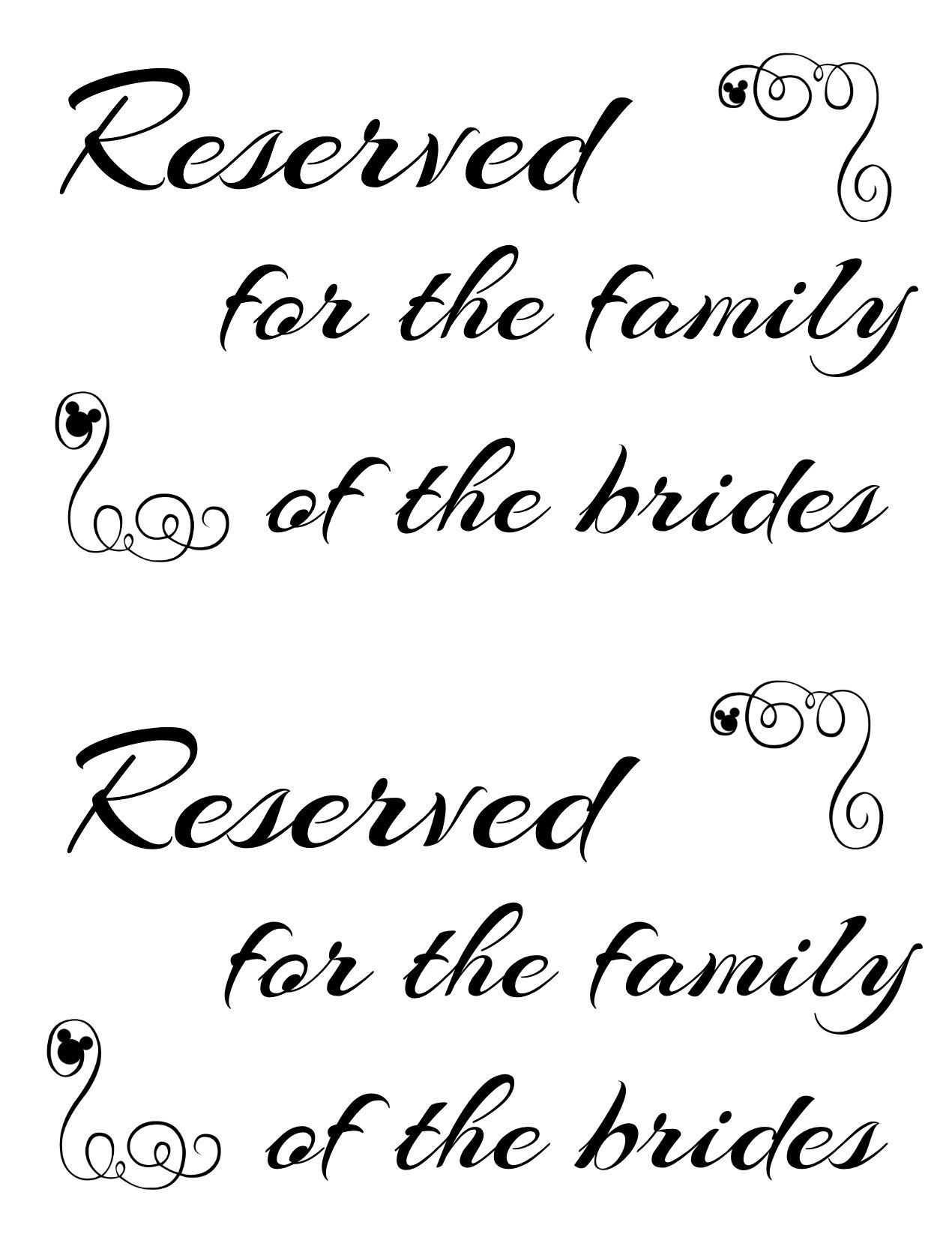 Free Printable Reserved Seating Signs For Your Wedding Ceremony - Free Printable Reserved Table Signs