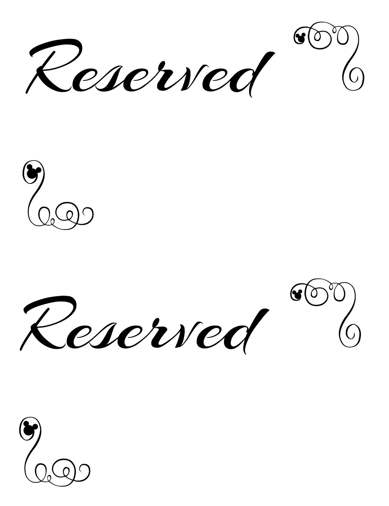 Free Printable Reserved Seating Signs For Your Wedding Ceremony - Free Printable Reserved Table Signs