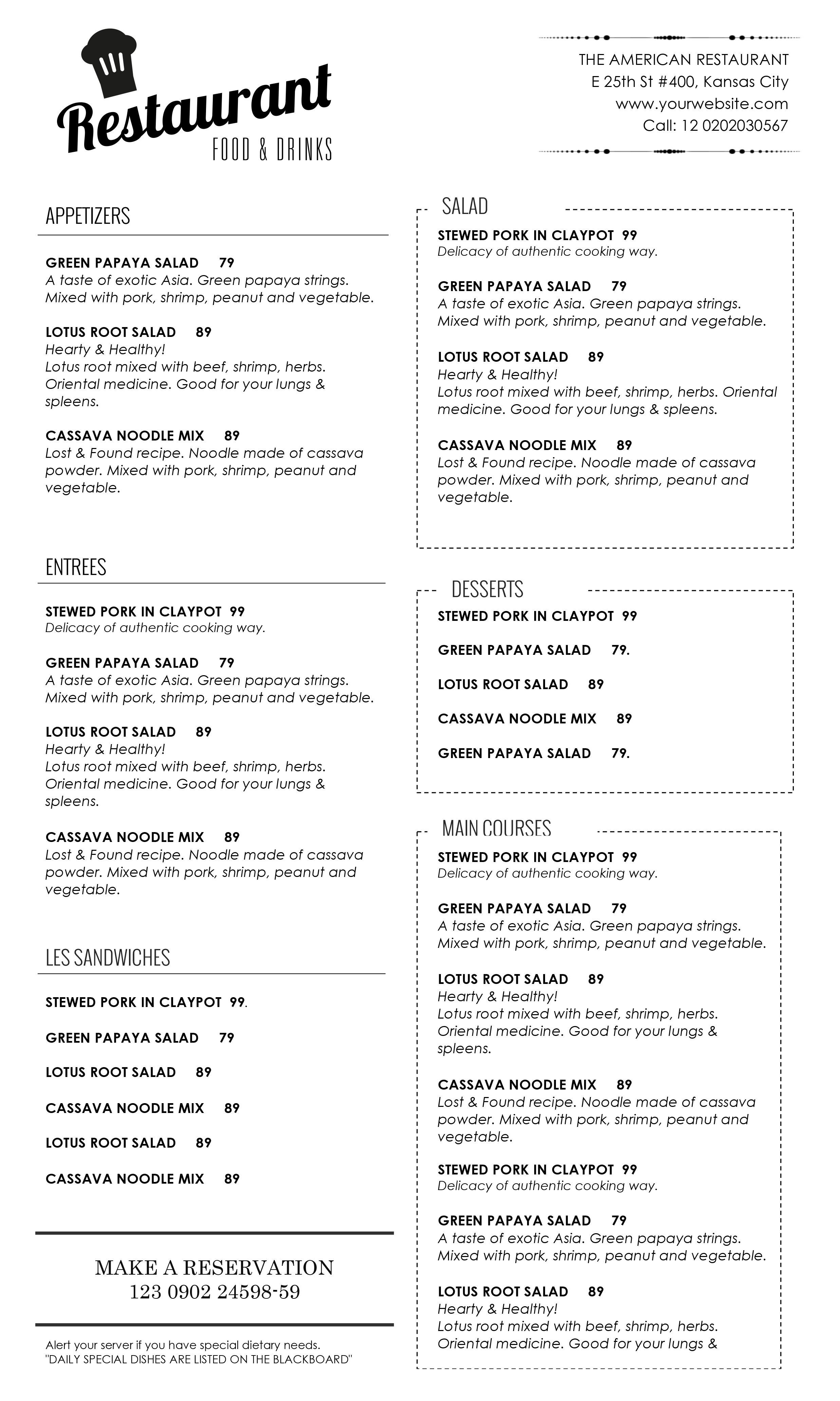 Free Printable Restaurant Menu Templates Printables And - Mysembalun - Free Printable Restaurant Menu Templates