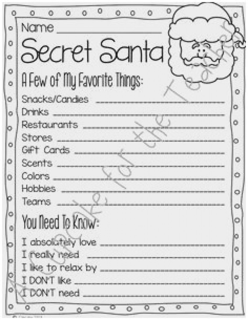 Free Printable Secret Santa Questionnaire Lovely Secret Santa Survey - Free Printable Secret Pal Forms