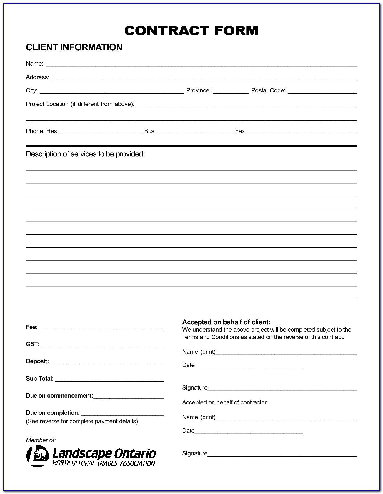 Free Printable Service Contract Forms - Form : Resume Examples - Free Printable Service Contract Forms