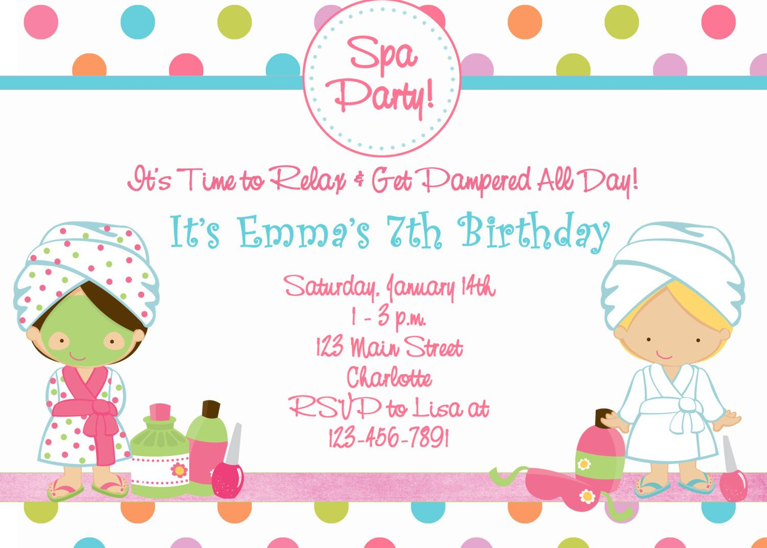 Free Printable Spa Birthday Party Invitations | Spa At Home - Free Printable Event Invitations
