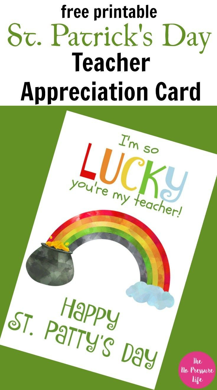 Free Printable St. Patrick&amp;#039;s Day Card For Teacher Appreciation - Free Printable St Patrick&amp;#039;s Day Card