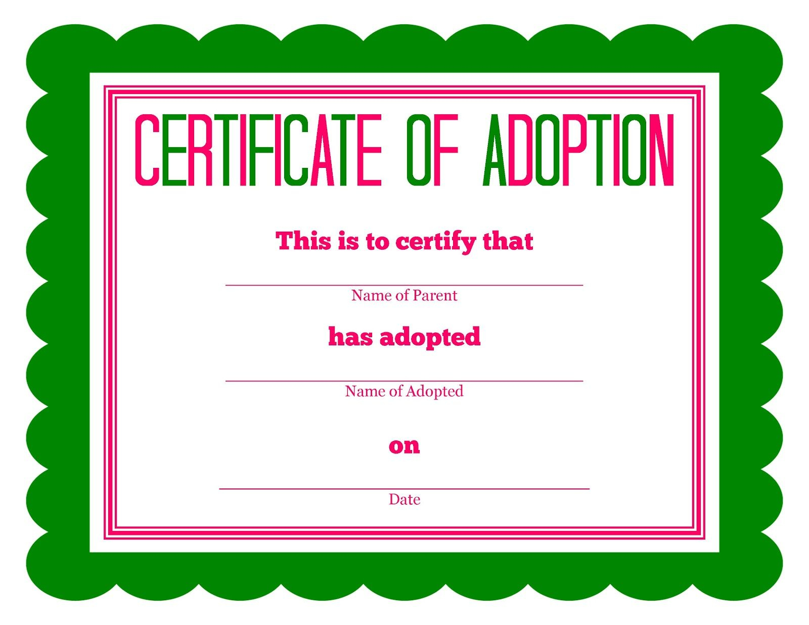 Free Printable Stuffed Animal Adoption Certificate | Free Printables - Free Printable Stuffed Animal Adoption Certificate